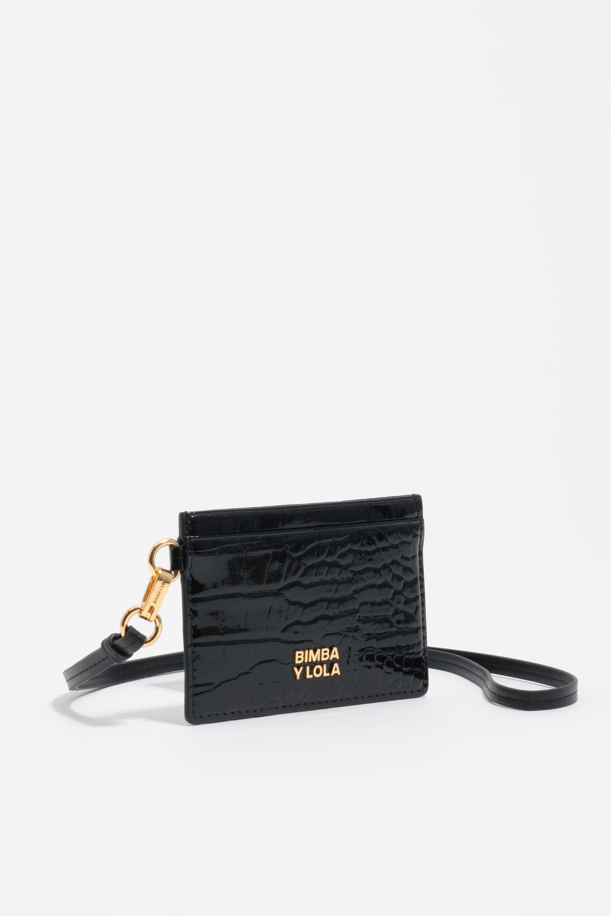 Schwarzer geprägter Krokodil-Cardholder
