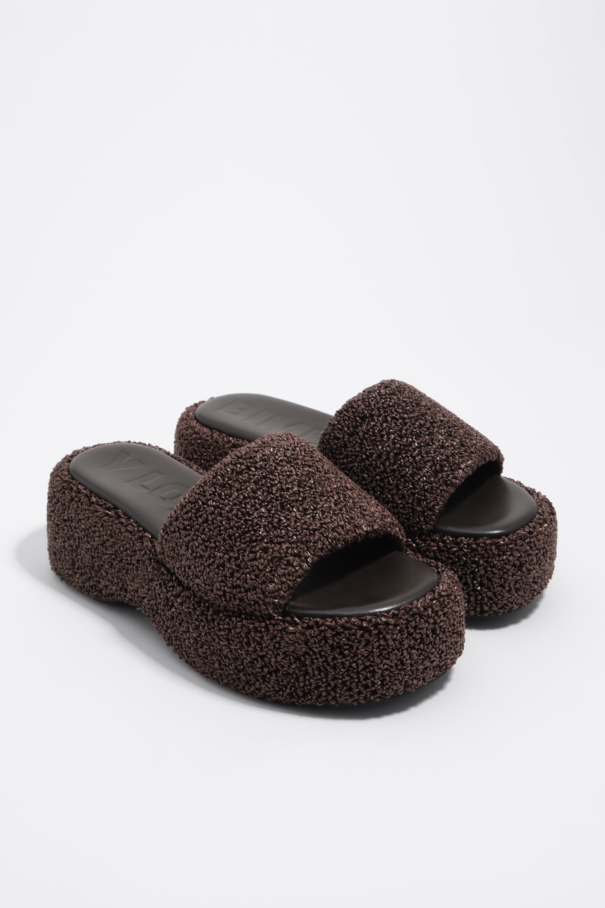 Schokoladenstoff-High-Heel-Sandalen