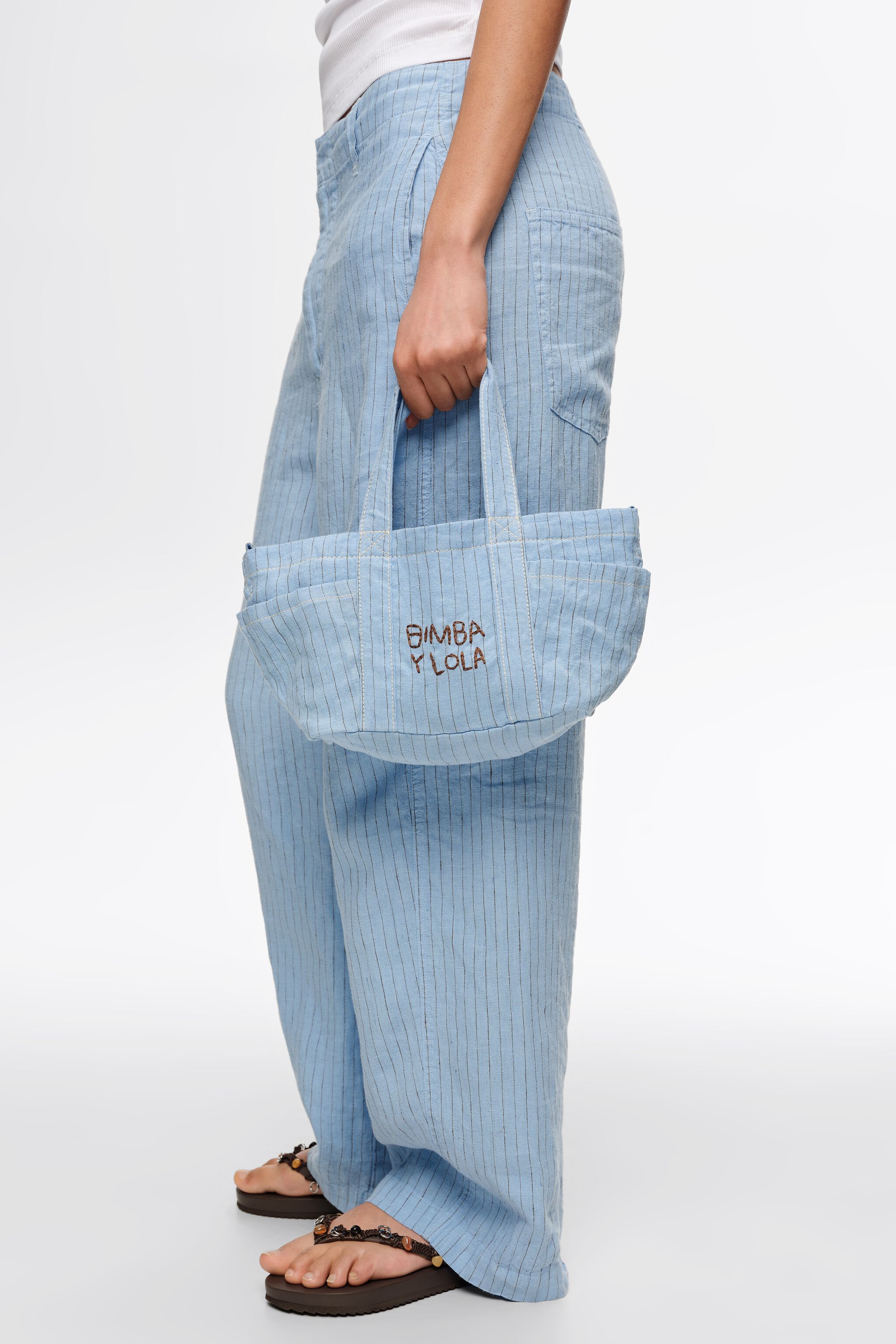Mini-Lichtblauer Leinen-Crossbody-Tasche
