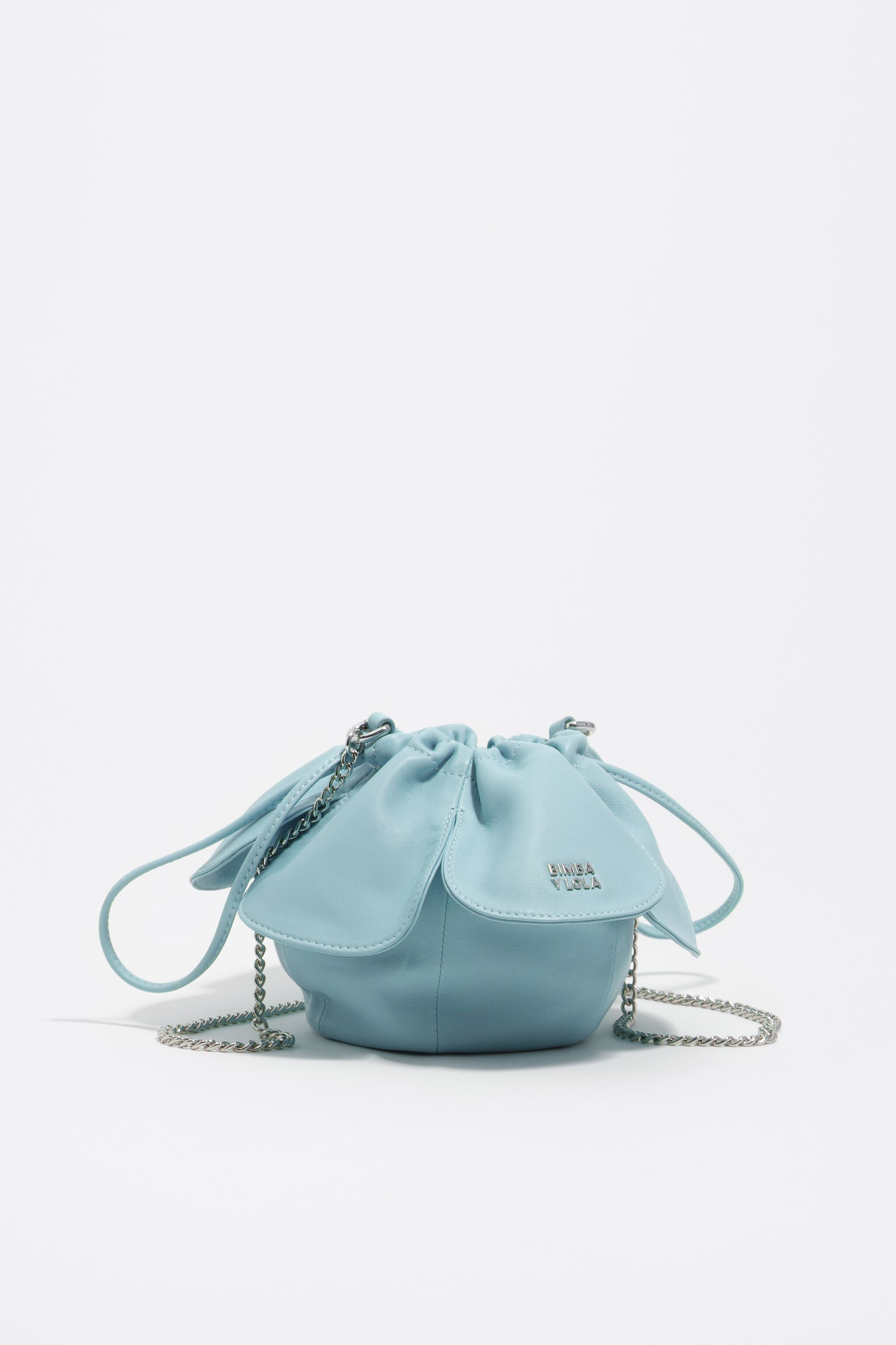 Himmelblaue Leder-Handtasche Pétalo