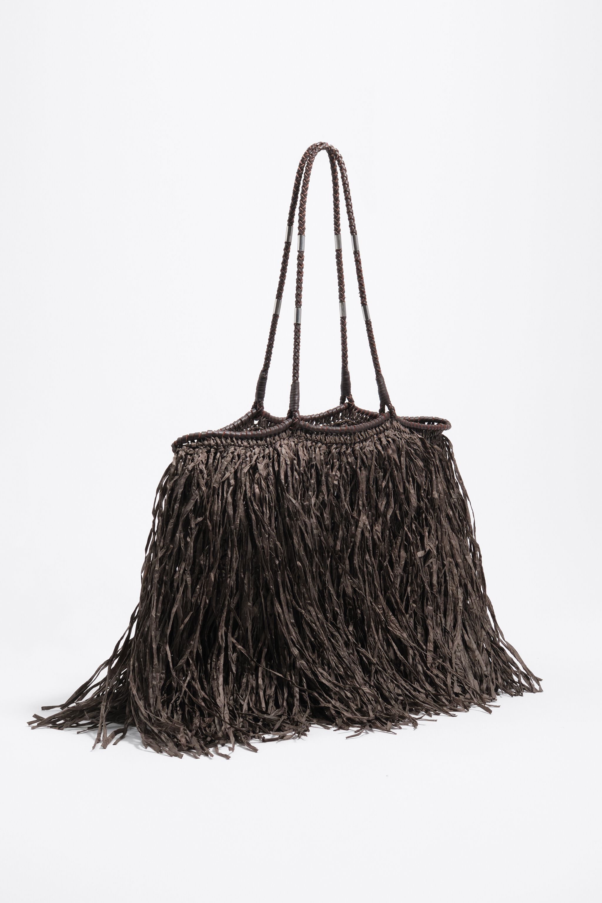 Große Schokoladen-Raffia-Effekt-Einkaufstasche