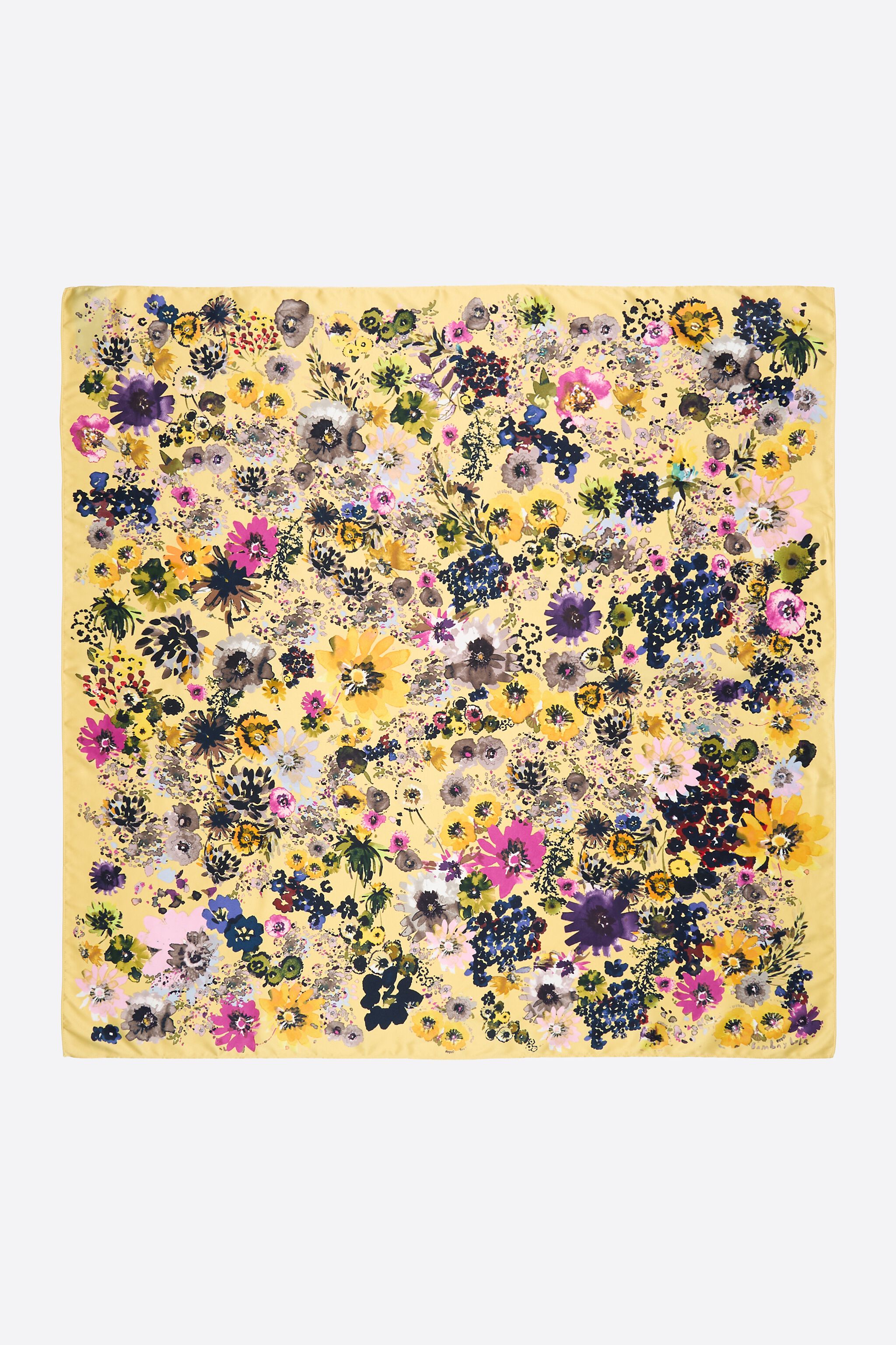 Bananen-Wasserfarben-Blumen-Schal