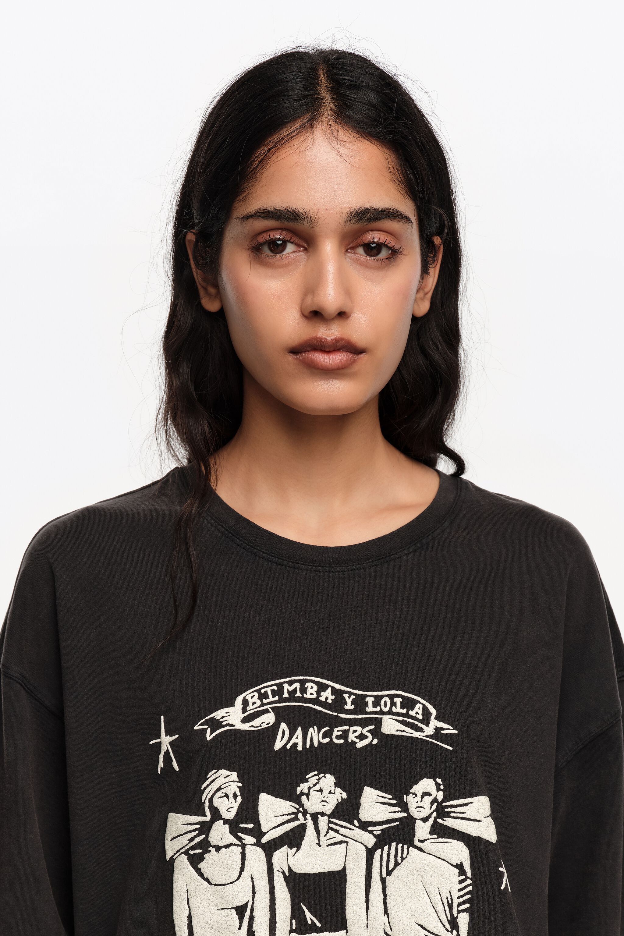 Gewaschene schwarze Dancers-Logo-T-Shirt