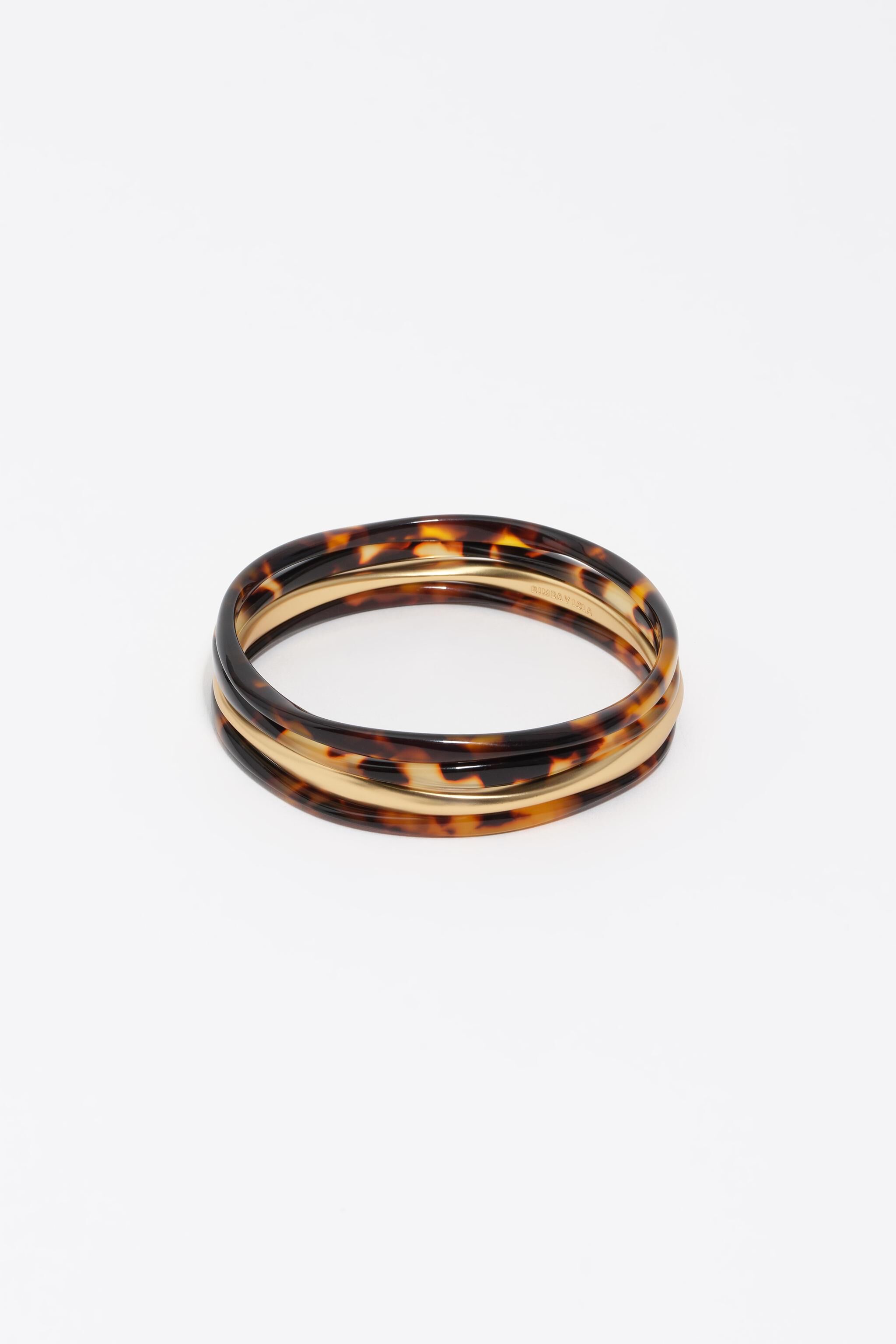 Set aus 4 Armbändern mit Schildkrötenhaut-Effekt und mattgoldener Oberfläche