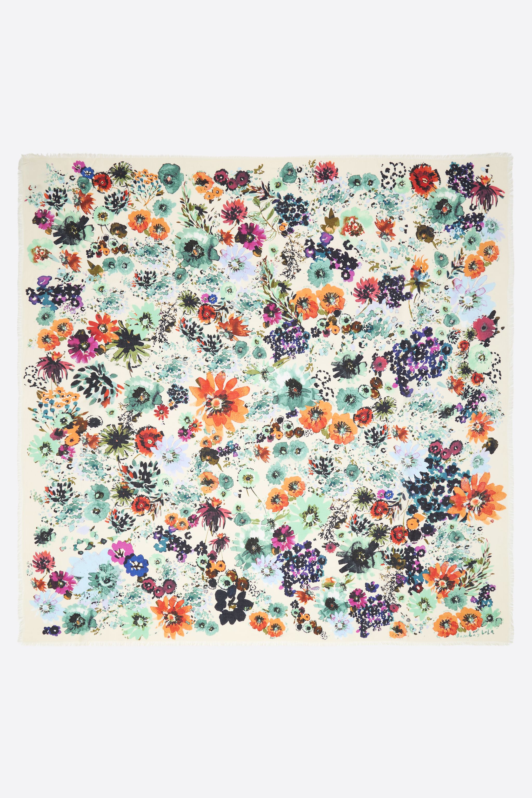 Ivory Blumen-Wasserfarben-Schal