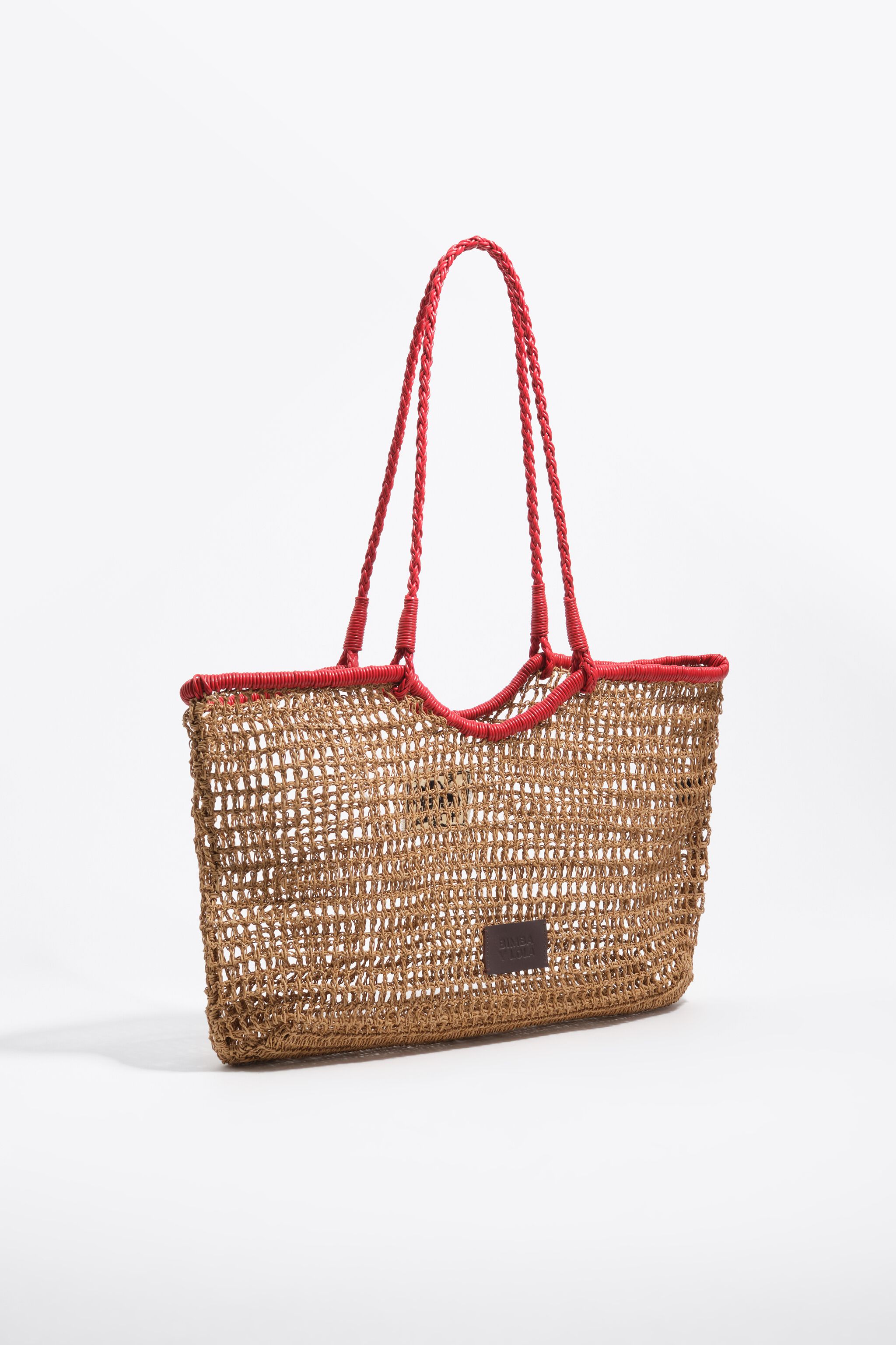 Große dunkel natürliche Raffia-Effekt-Einkaufstasche