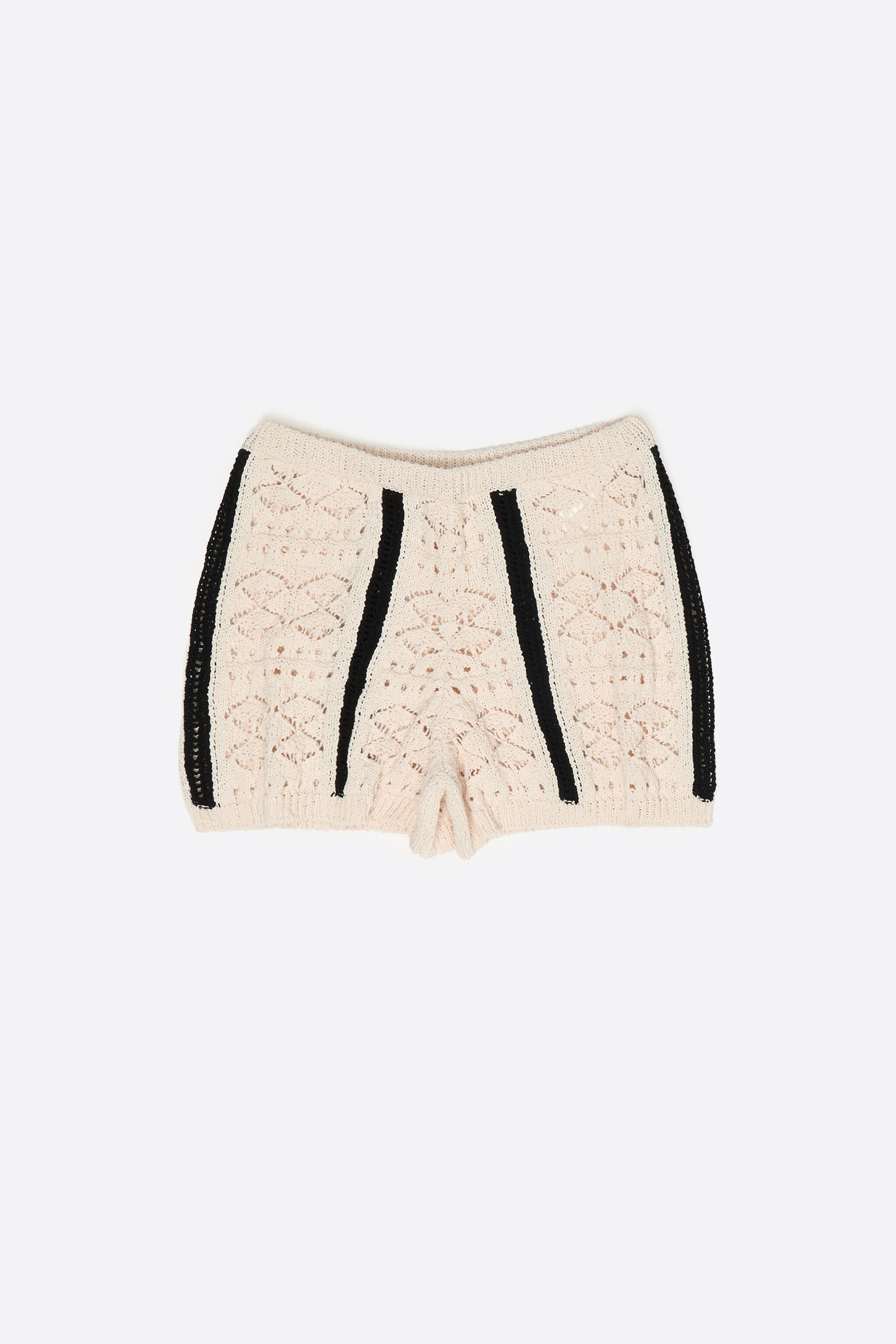 Ivory zwei-Ton-Strickshorts