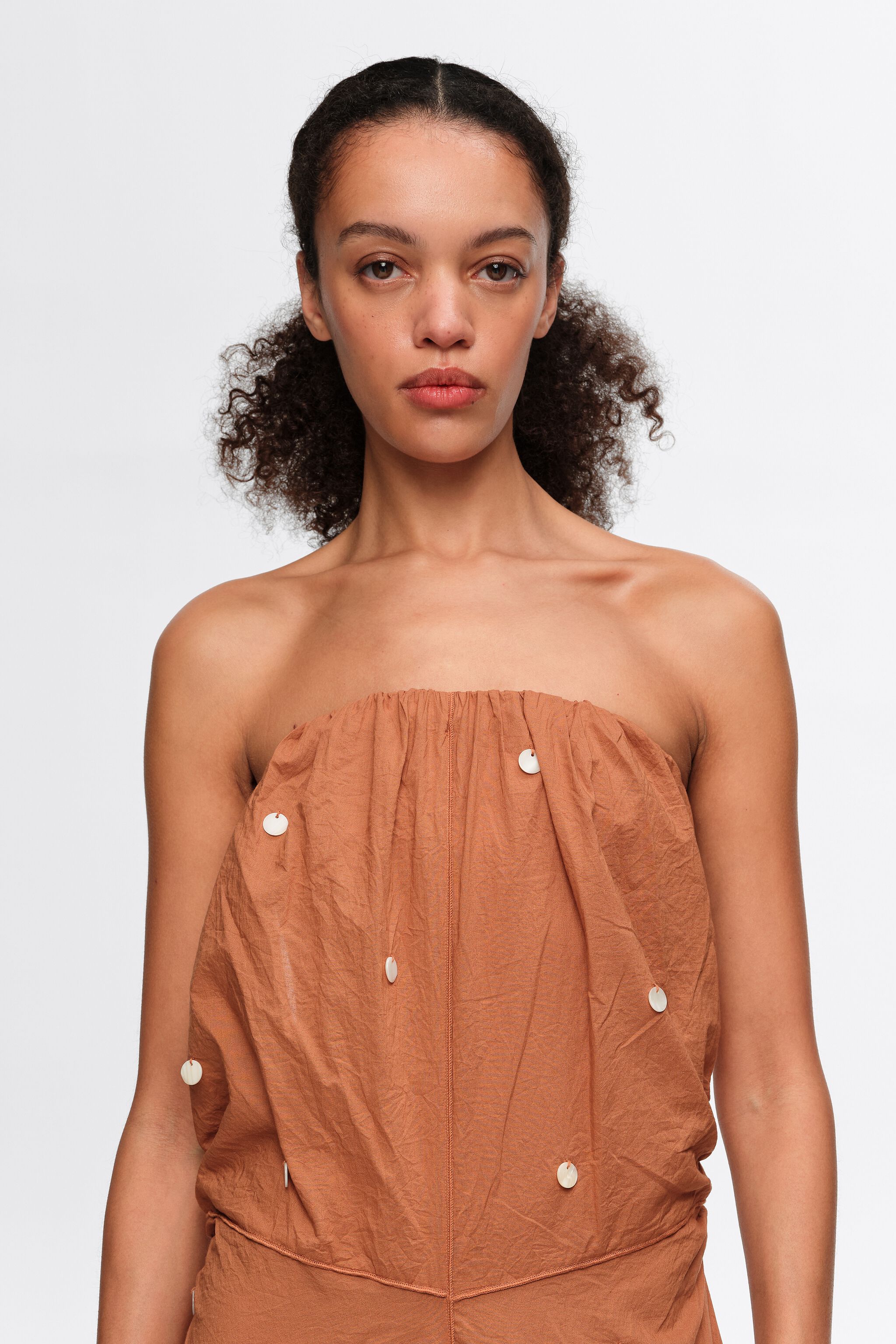 Toffee-Rüschen-Strapless-Kleid