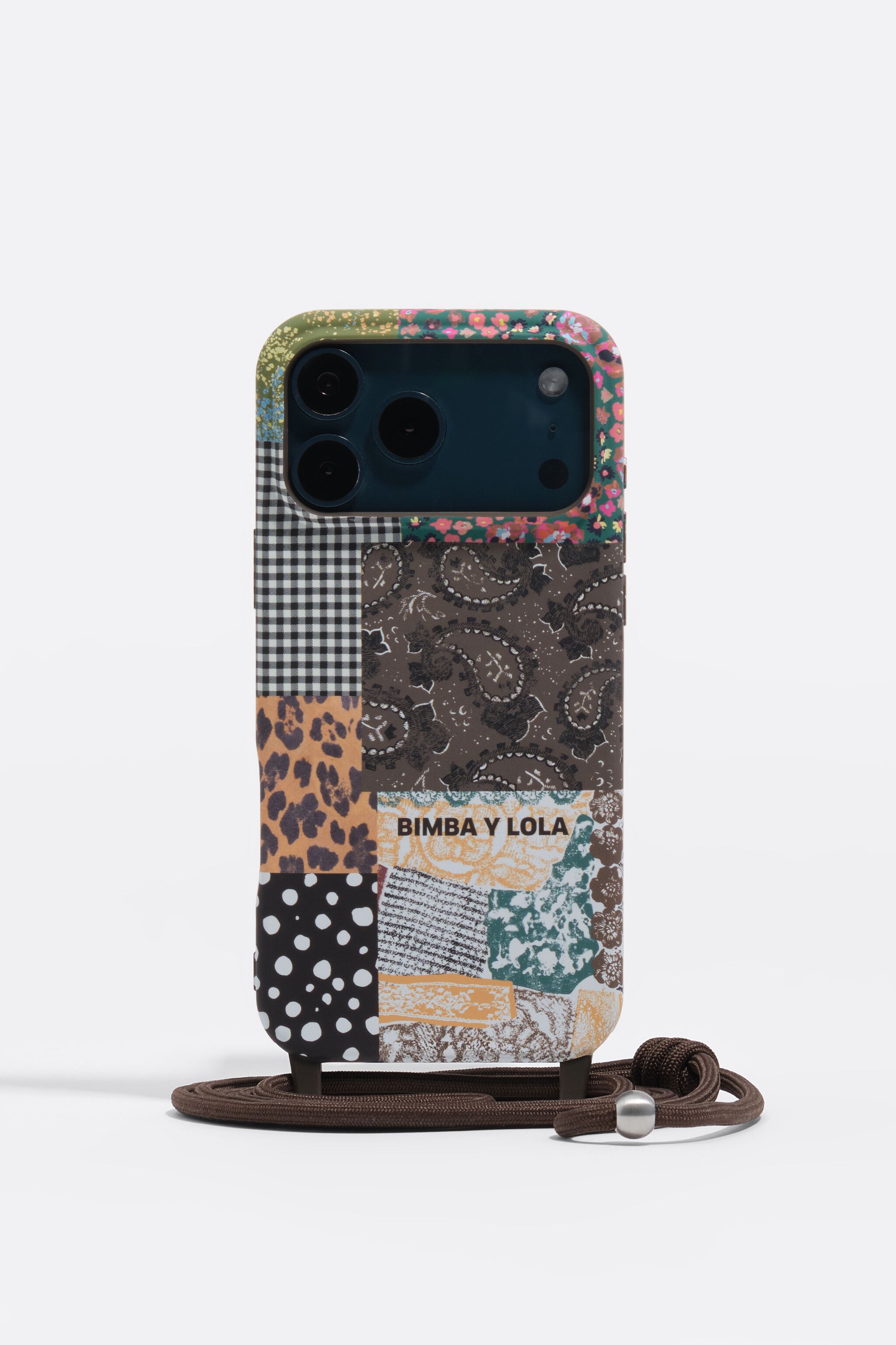 Patchwork-Handyhülle aus Polyurethan für iPhone 17 Pro Max