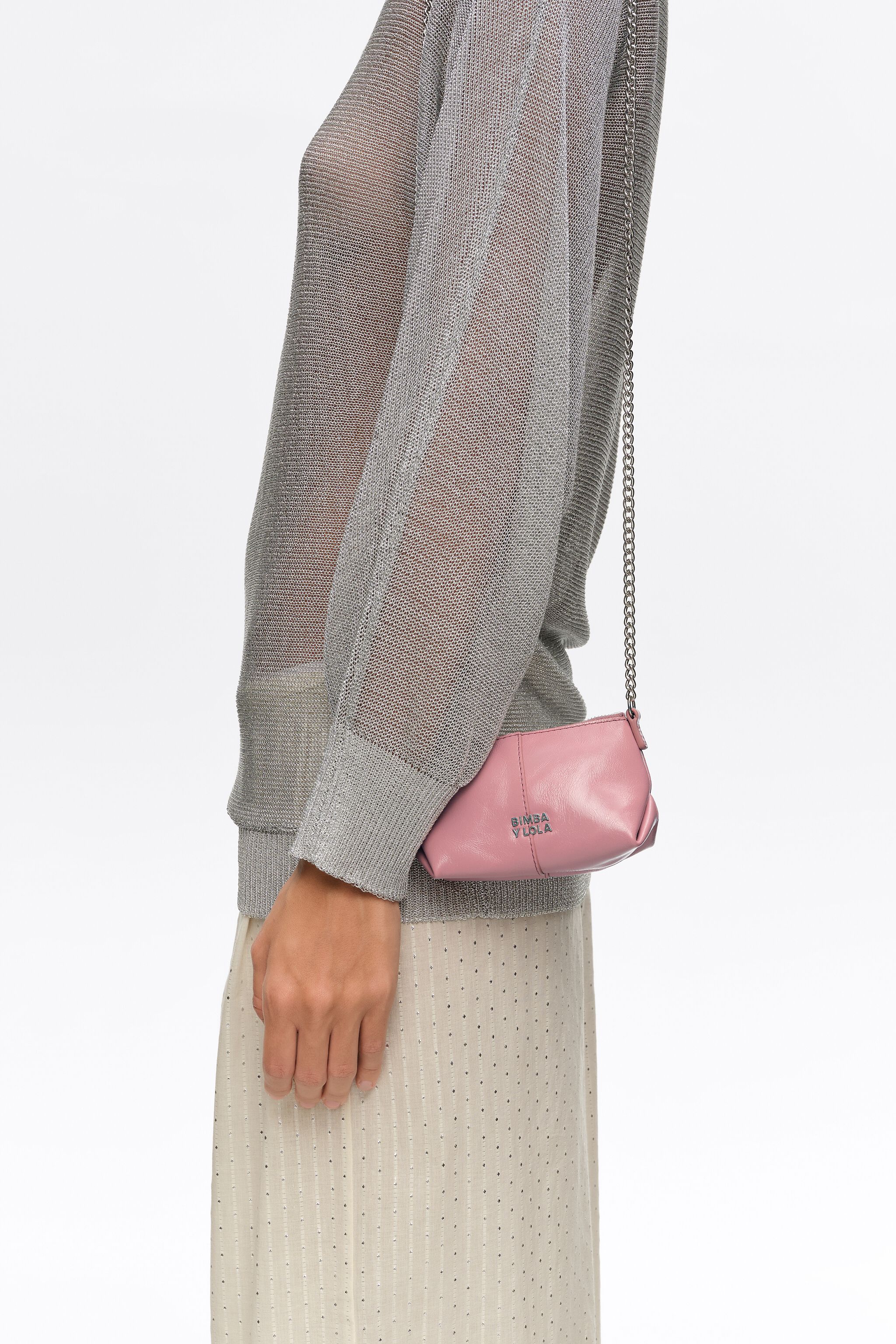 Rosa Micro-Leder-Crossbody-Tasche