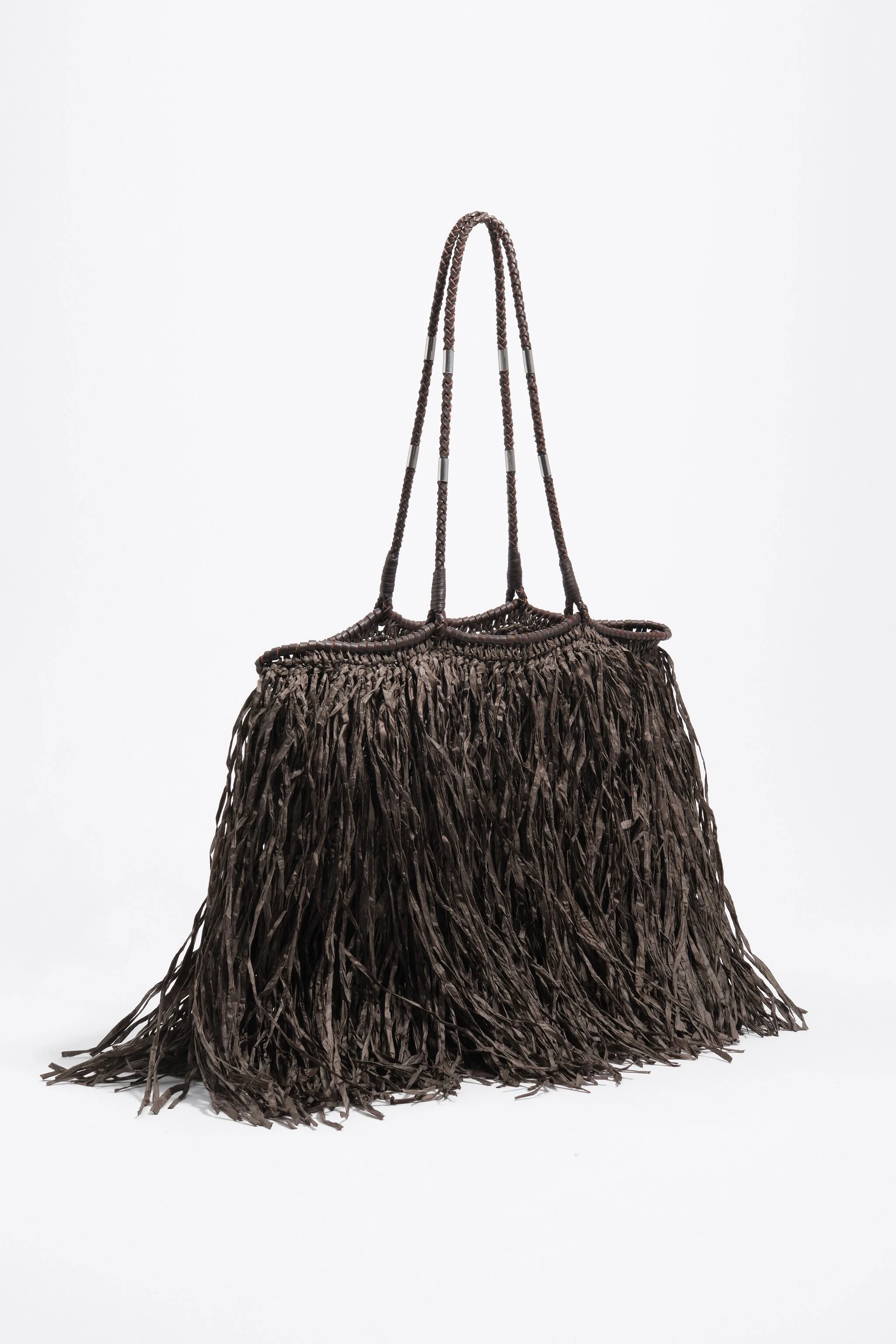 Große Schokoladen-Raffia-Effekt-Einkaufstasche