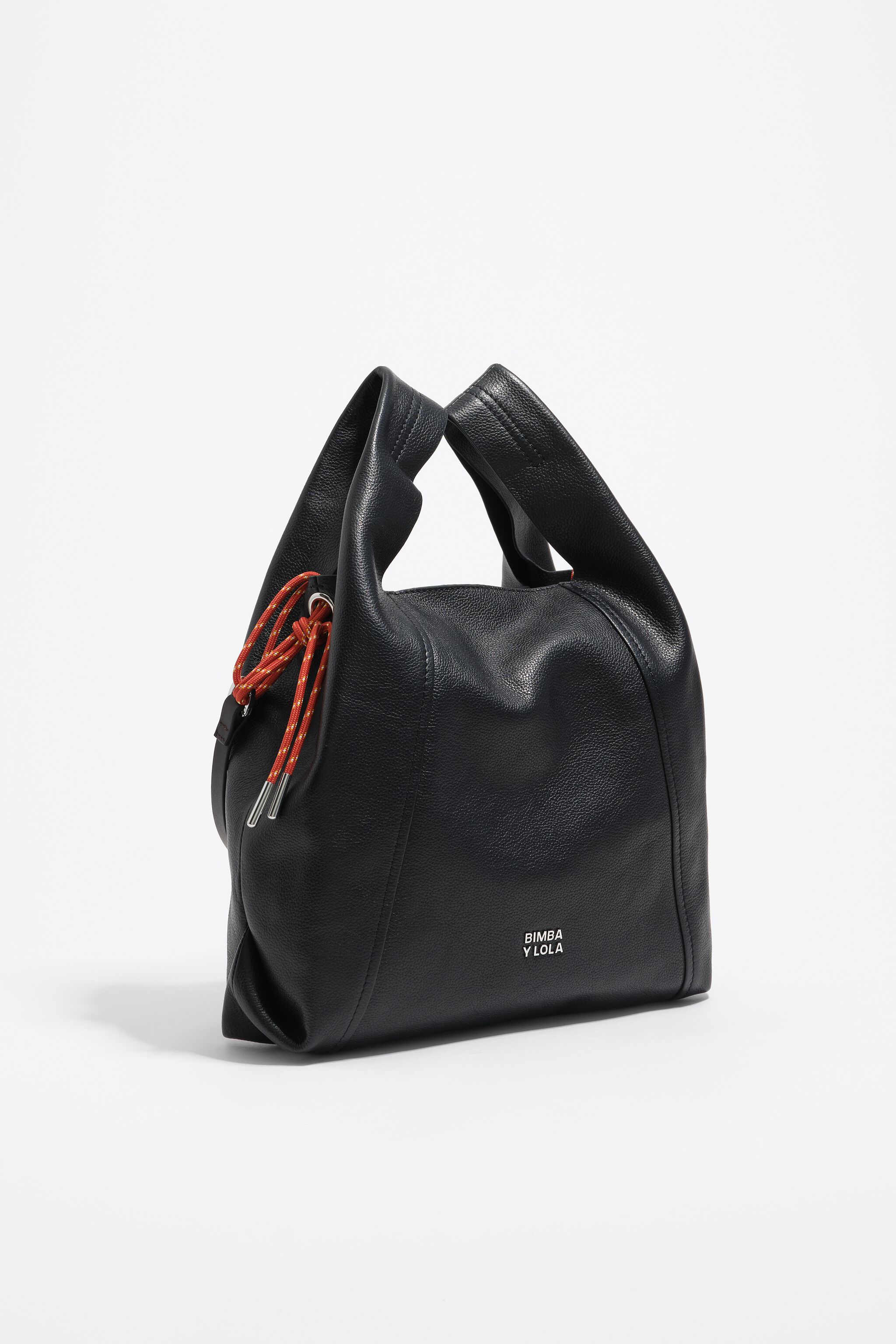 Medium schwarze Leder-Papiertasche