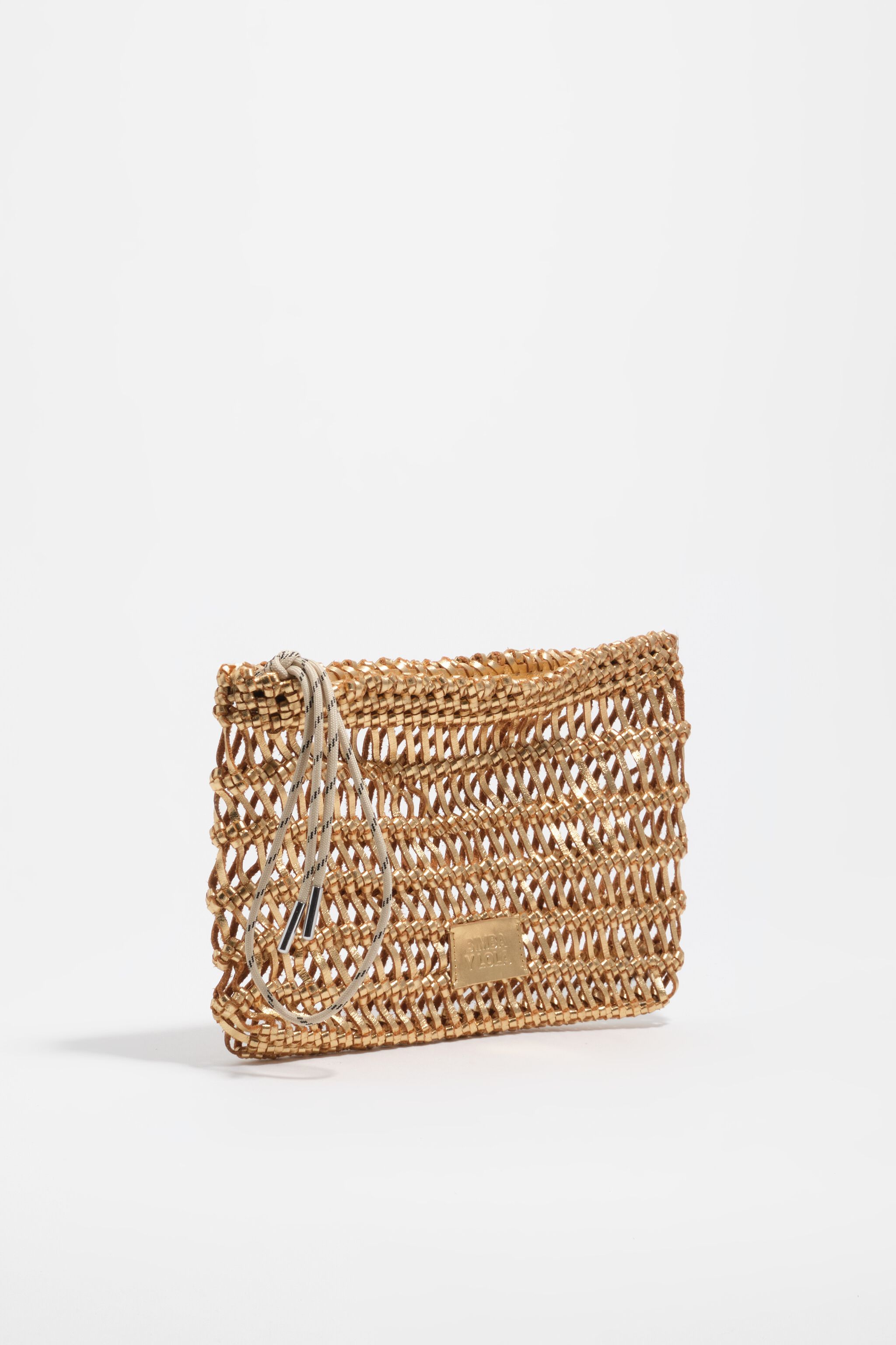 Gold geflochtene Lederhandtasche