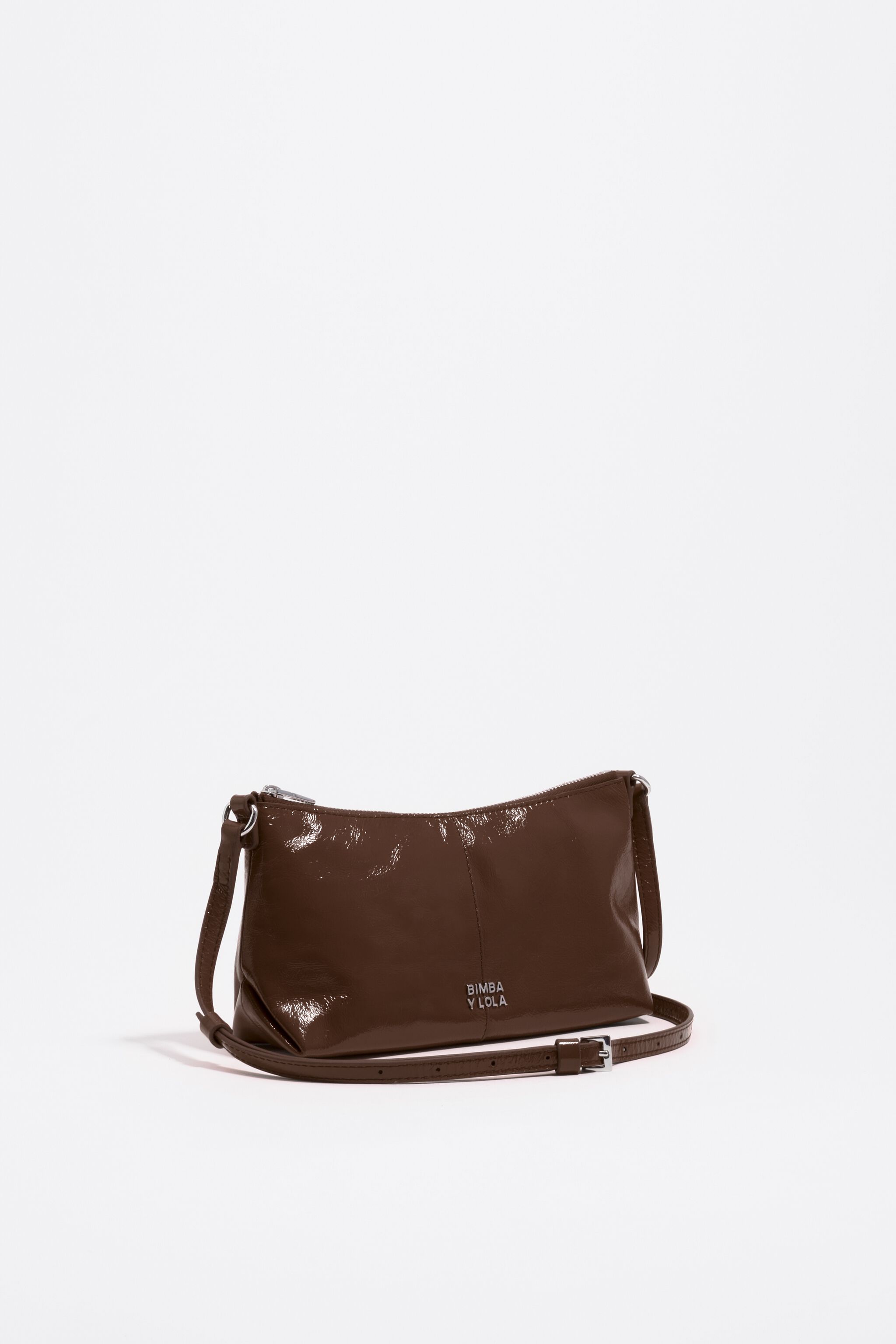 Mini-Mocha-glänzende-Leder-Crossbody-Tasche