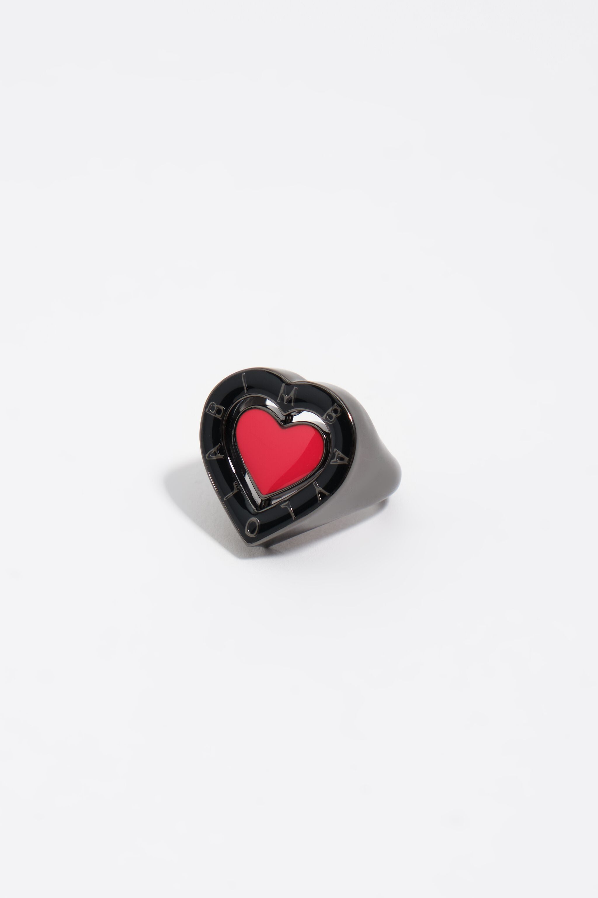 Schwarzer Drehherz-Logo-Ring