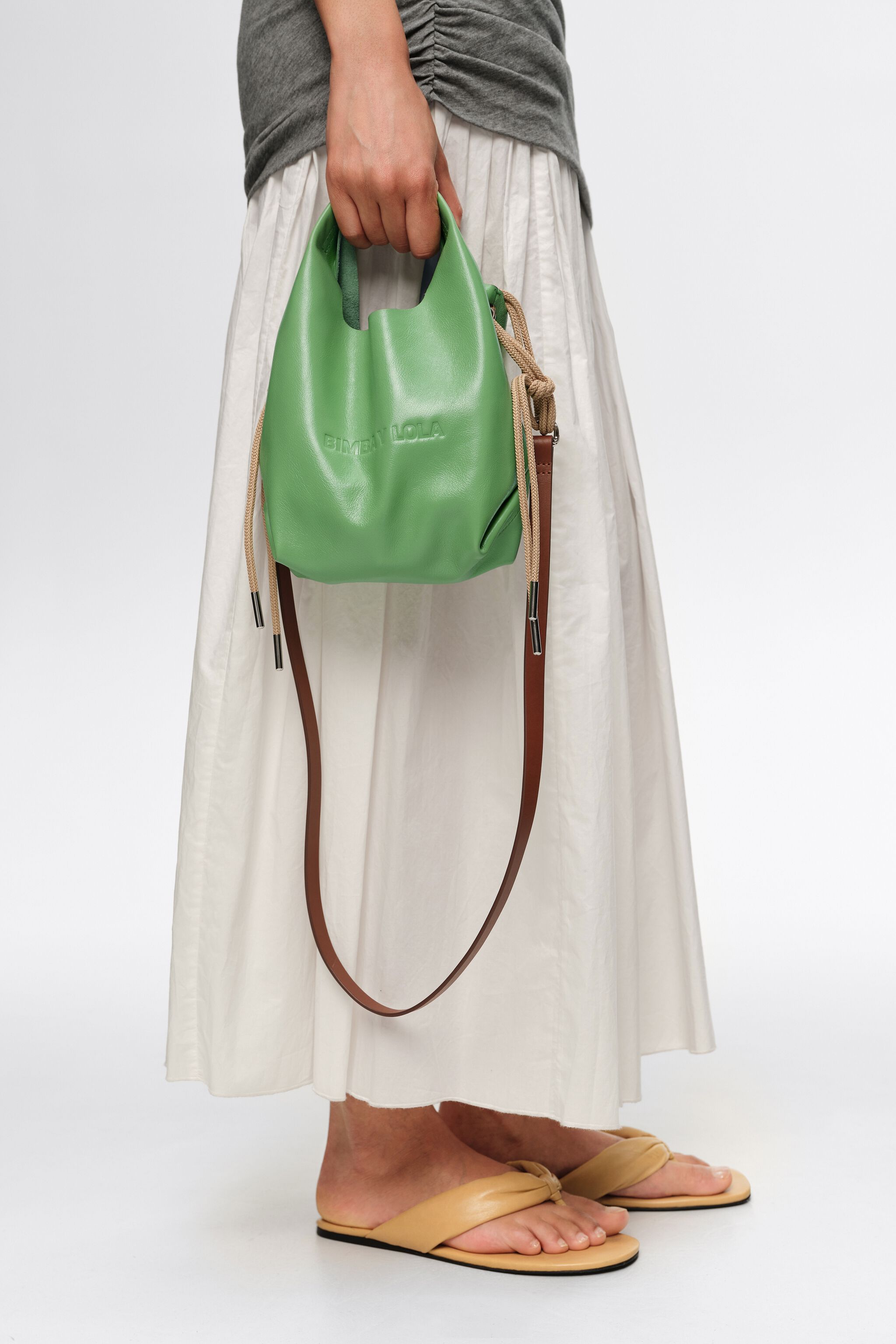 Mini Smaragdleder-Papier-Crossbody-Tasche