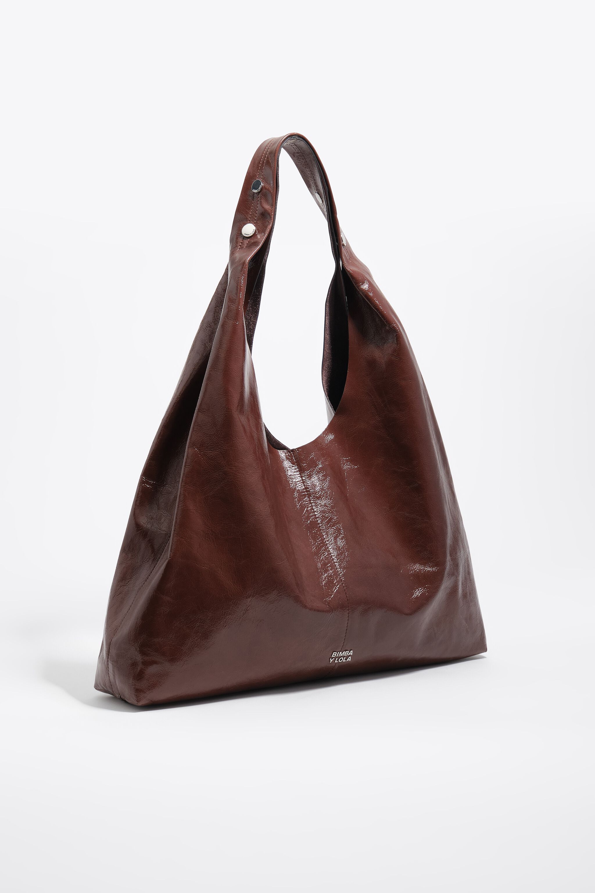 Mocha glänzendes Leder Maxi-Bikini-Papier-Tasche