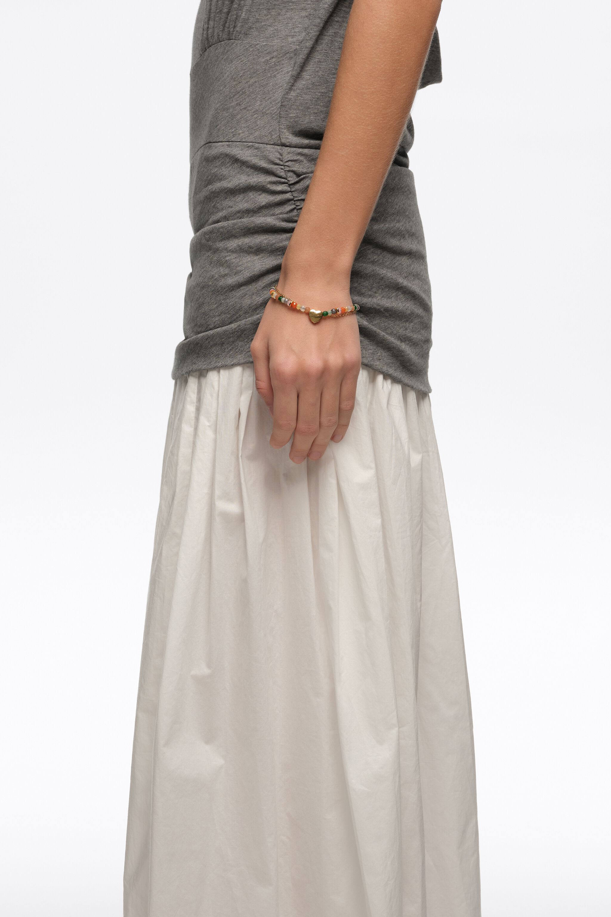 Steine und Herz Gold-Doppelarmband