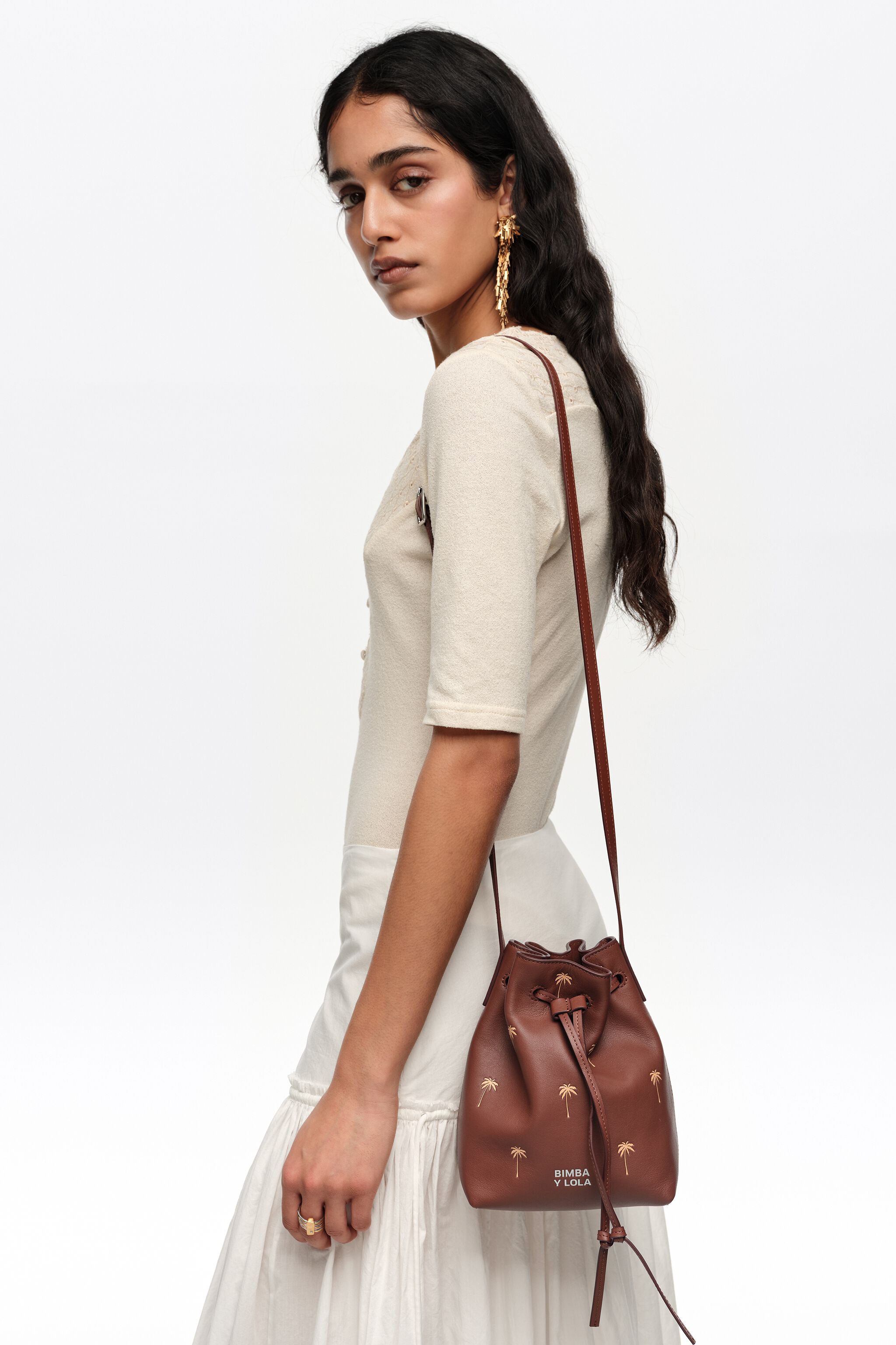 Kleiner Palmen Walnussleder Carlino Einkaufstasche