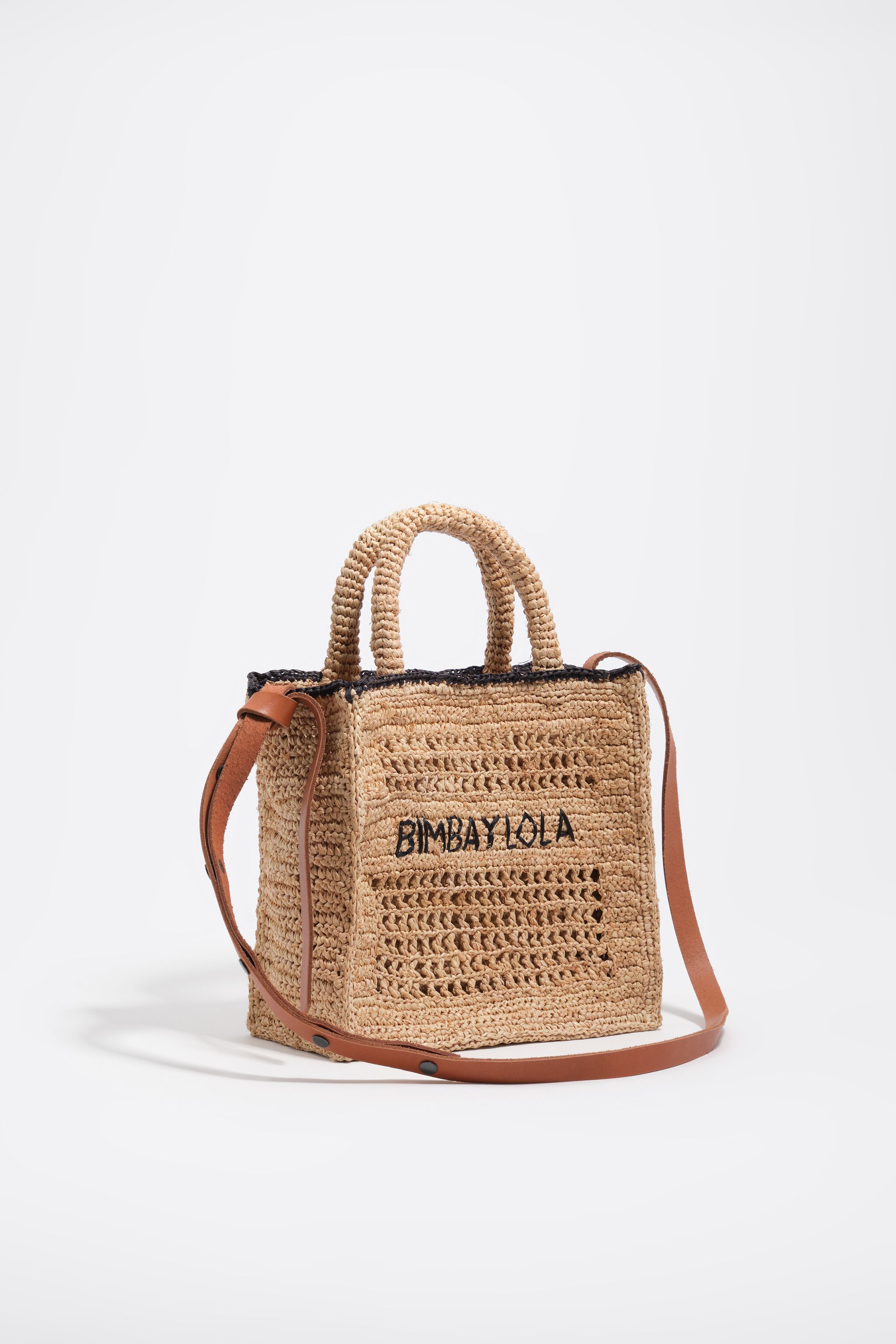 Medium natürliche Raffia Umhängetasche