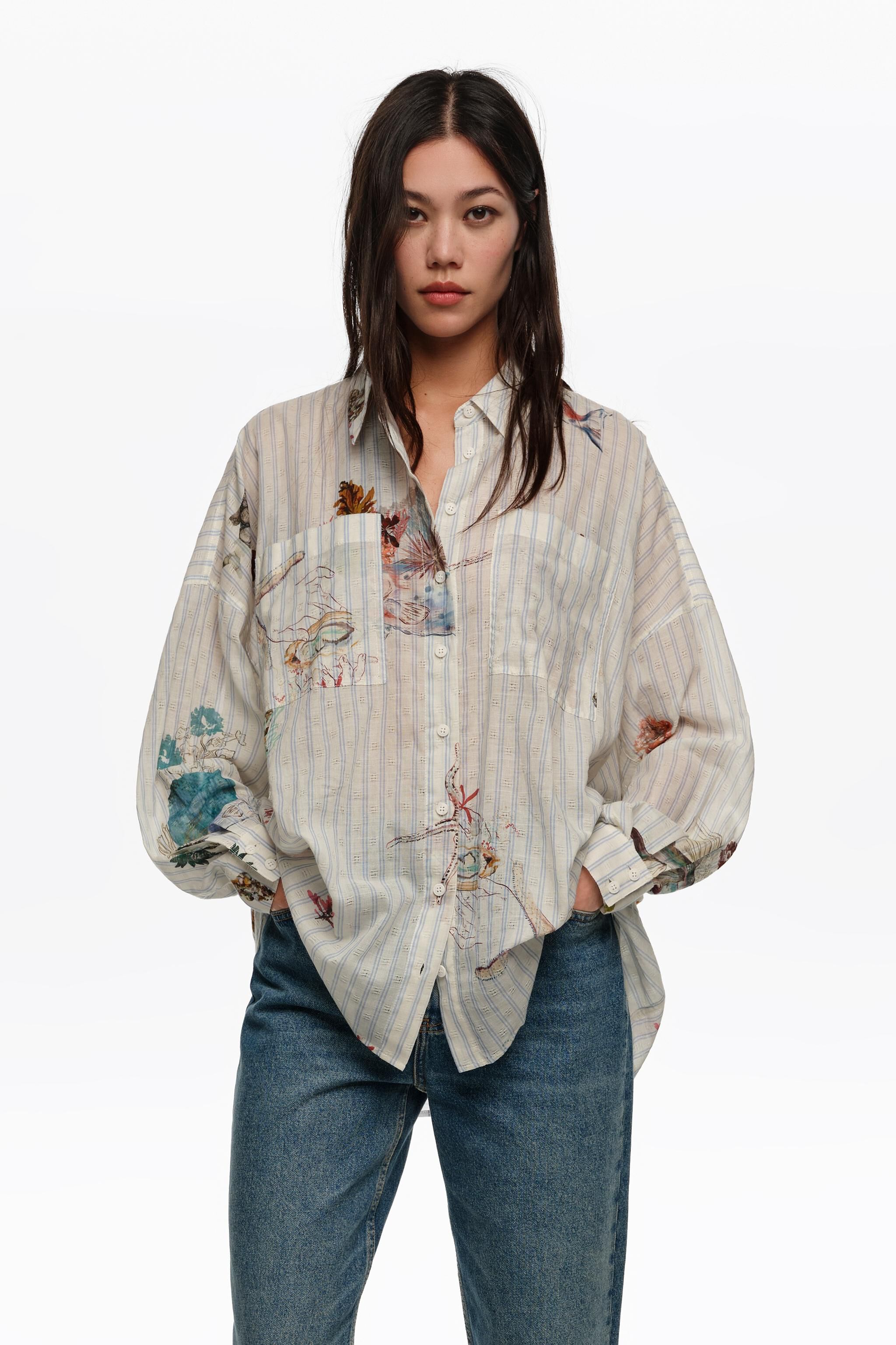 Gestreifter Seeboden-Baumwoll-Overshirt