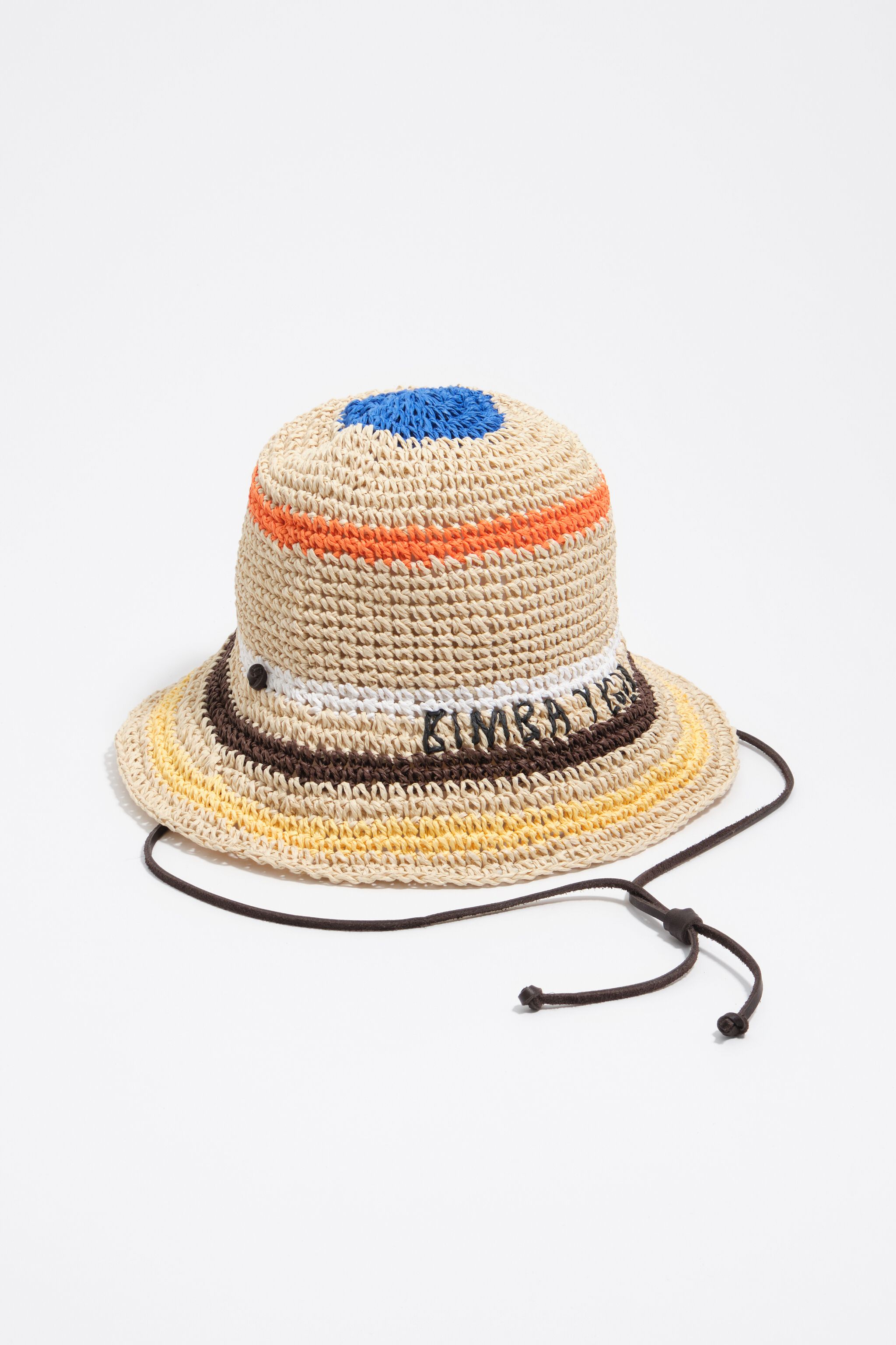 Hut im Raffia-Look mit mehrfarbigen Streifen