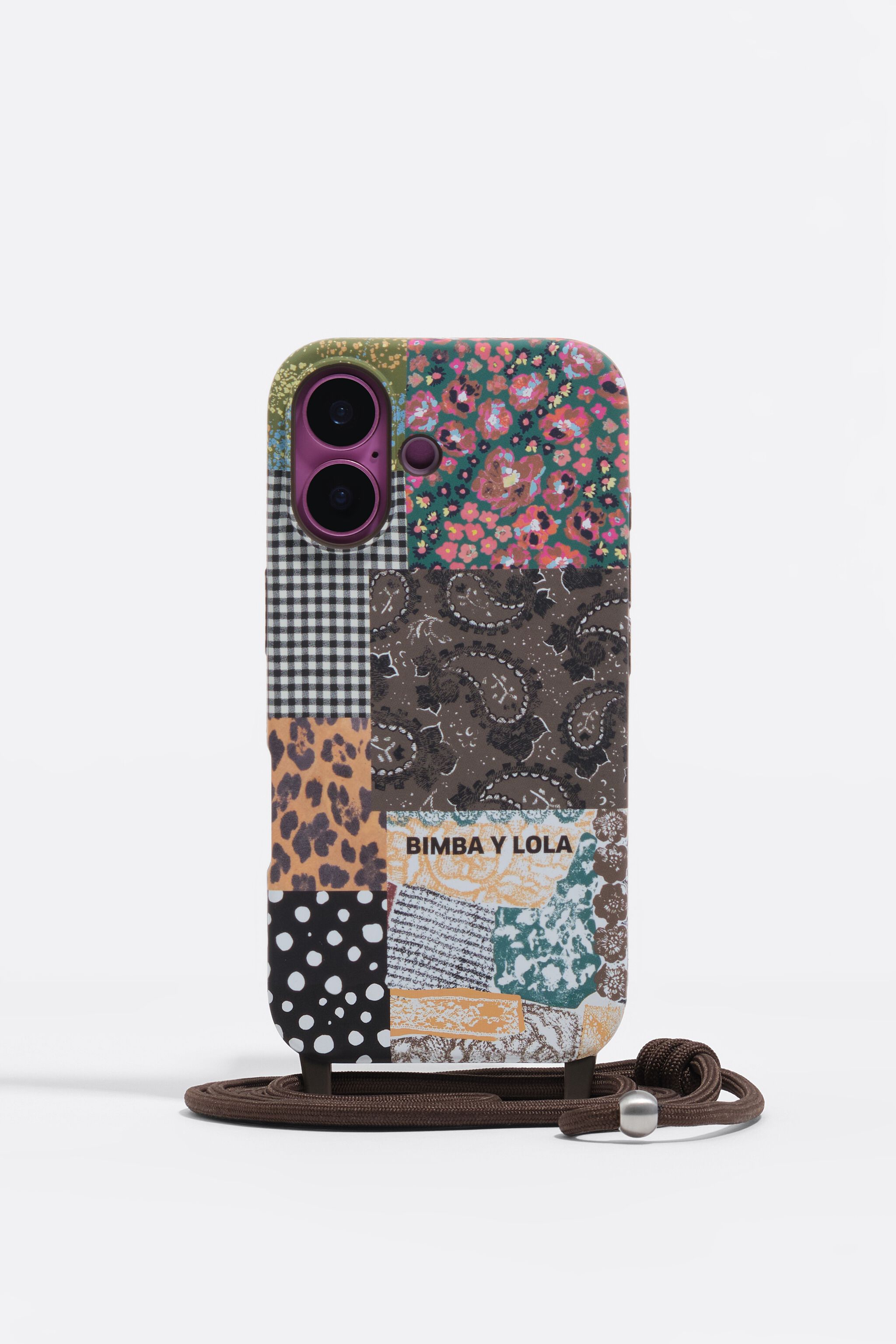 Patchwork-Handyhülle aus Polyurethan für iPhone 16