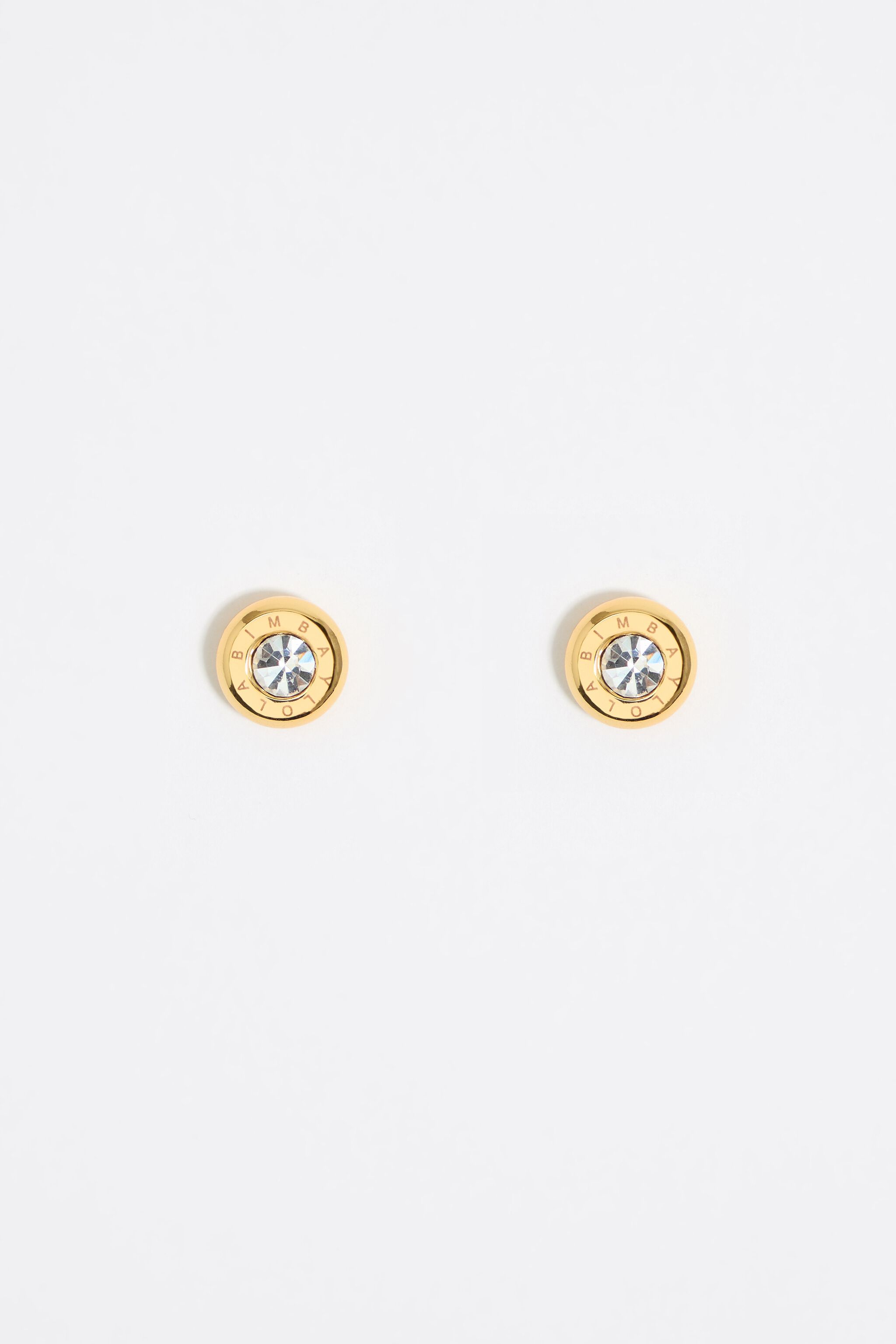 Gold-Logo- und Kristall-Ohrstecker