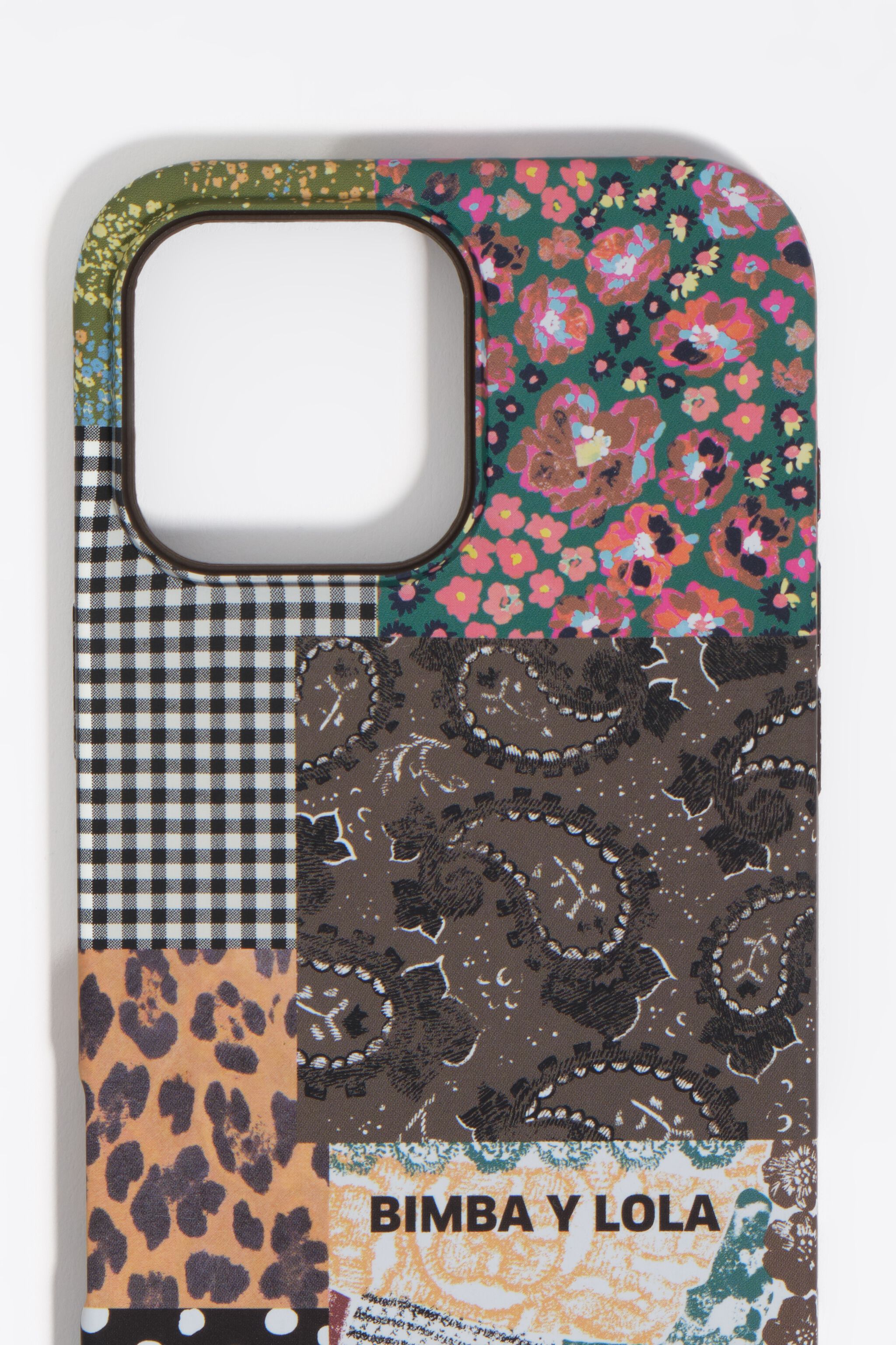 Patchwork-Handyhülle aus Polyurethan für iPhone 16 Pro Max