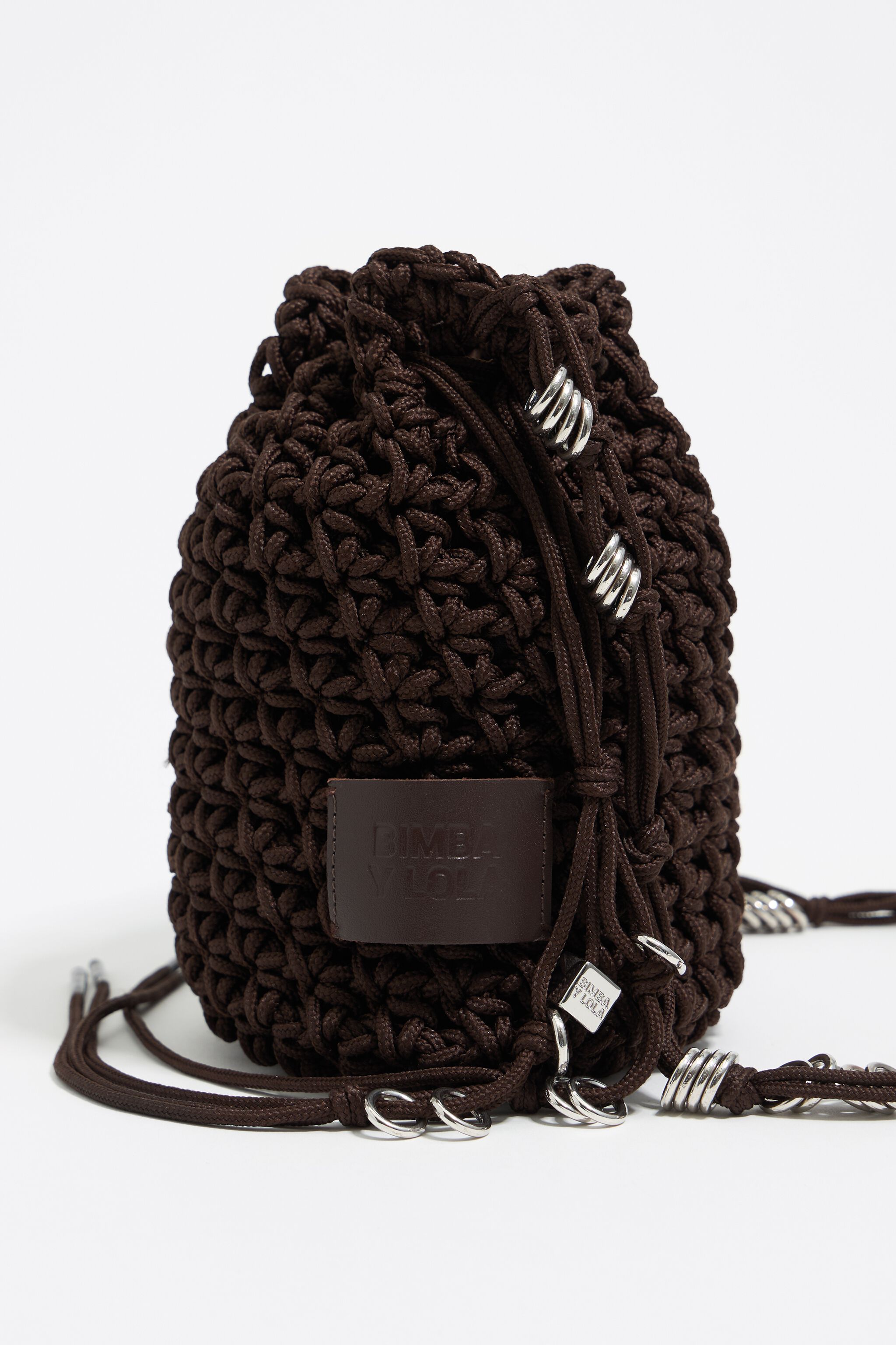 Brauner Mini-Plaited-Crochet-Korb-Einkaufsbeutel