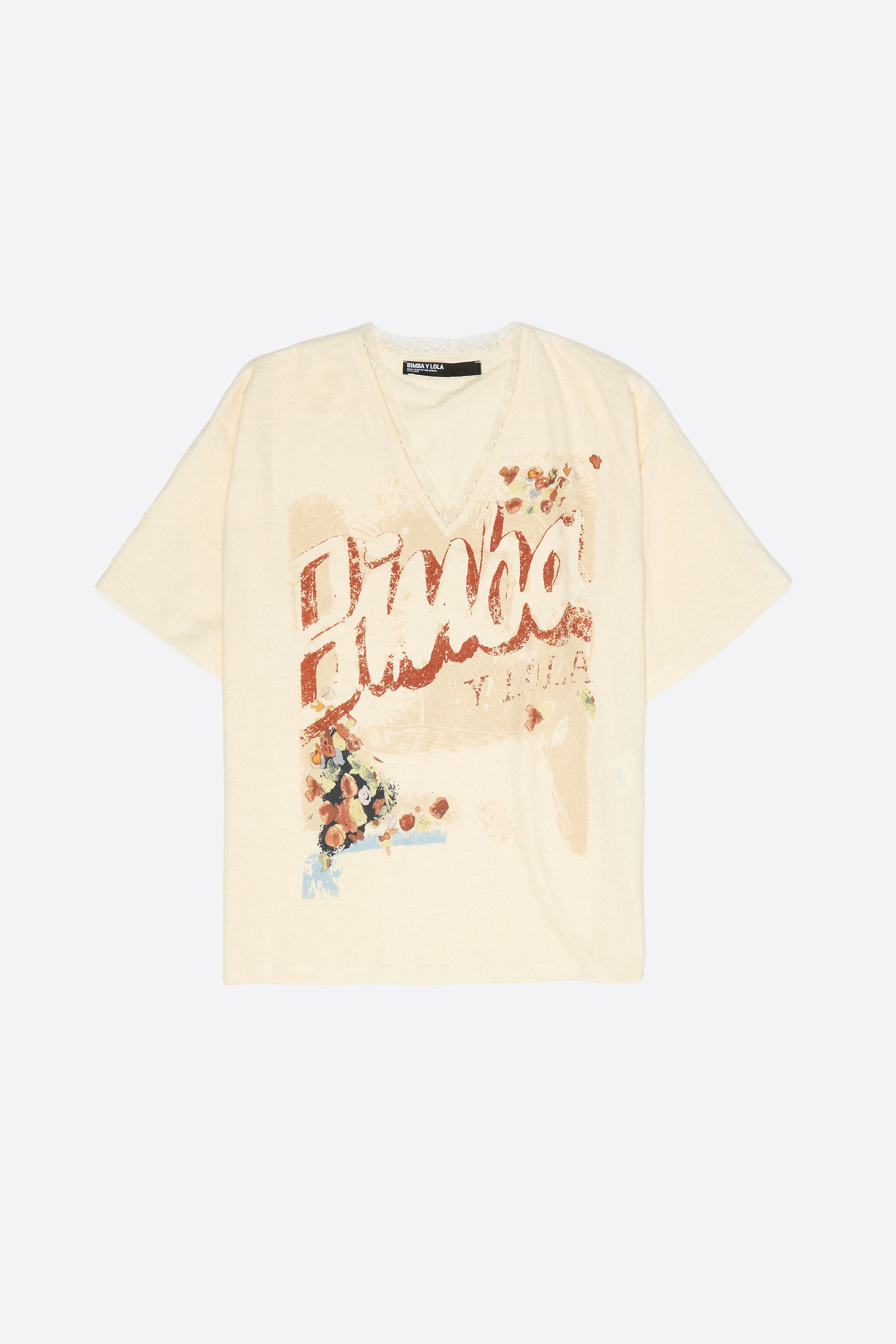 Ivory Oversize faded Leinen-T-Shirt