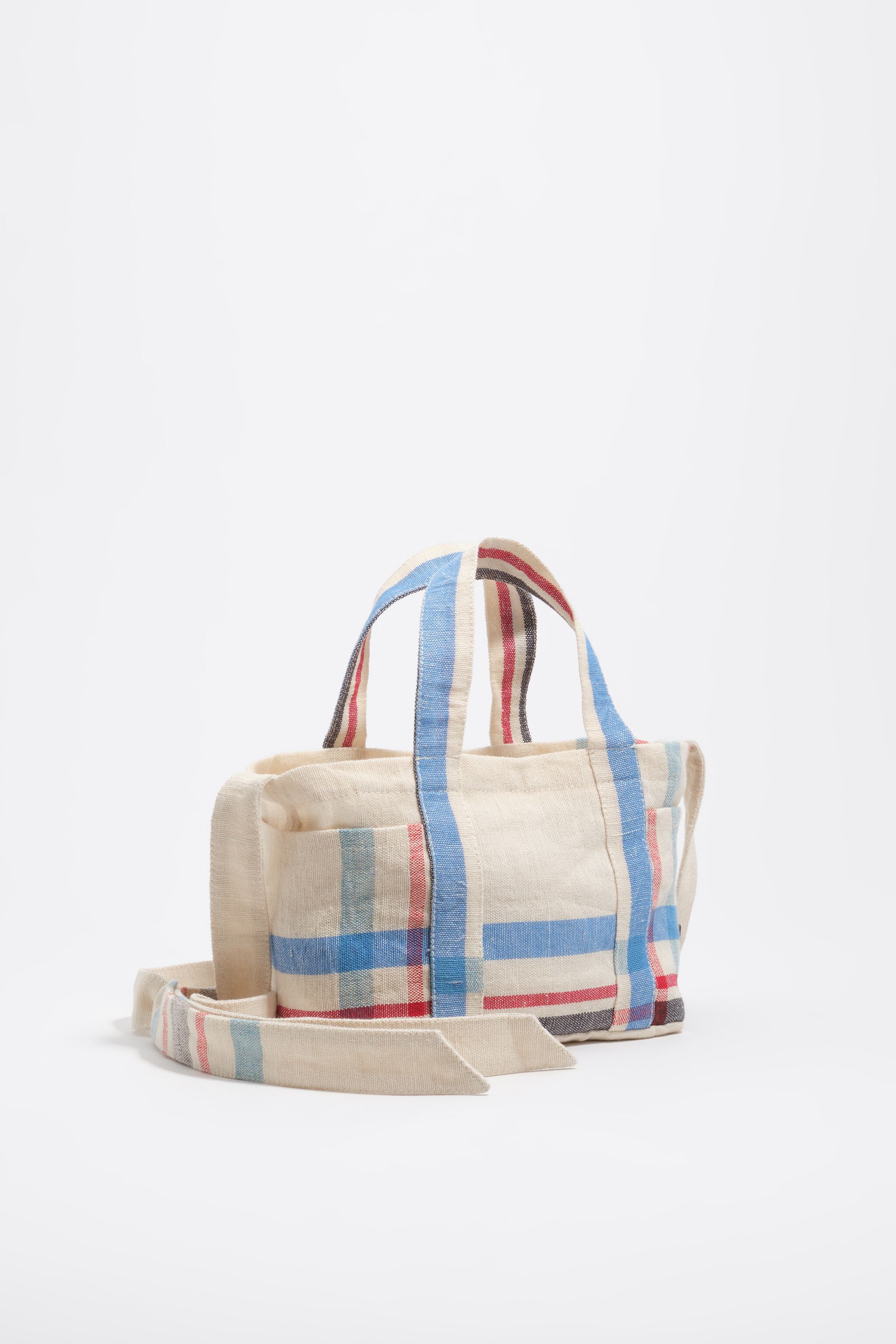 Mini-Handtasche aus Leinen in Ecru