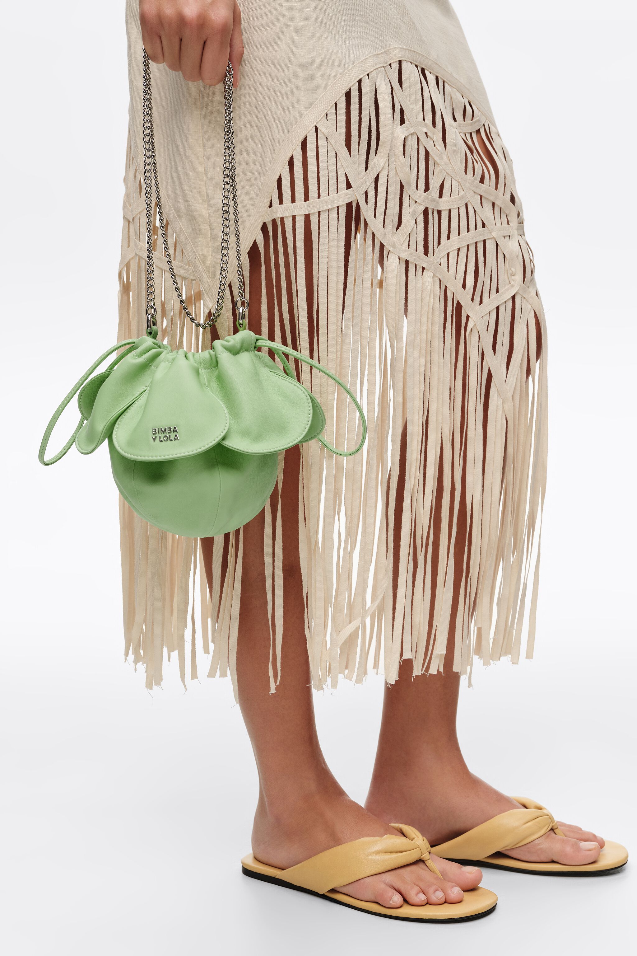 Pastellgrüne Leder-Handtasche Pétalo