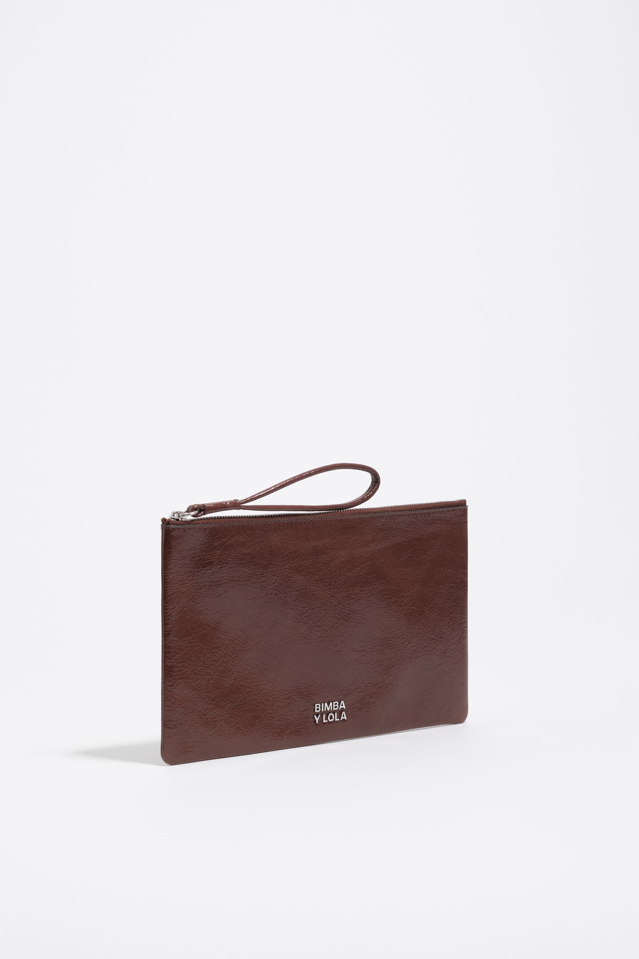 Mokka mittlerer glänzender Lederhandtasche
