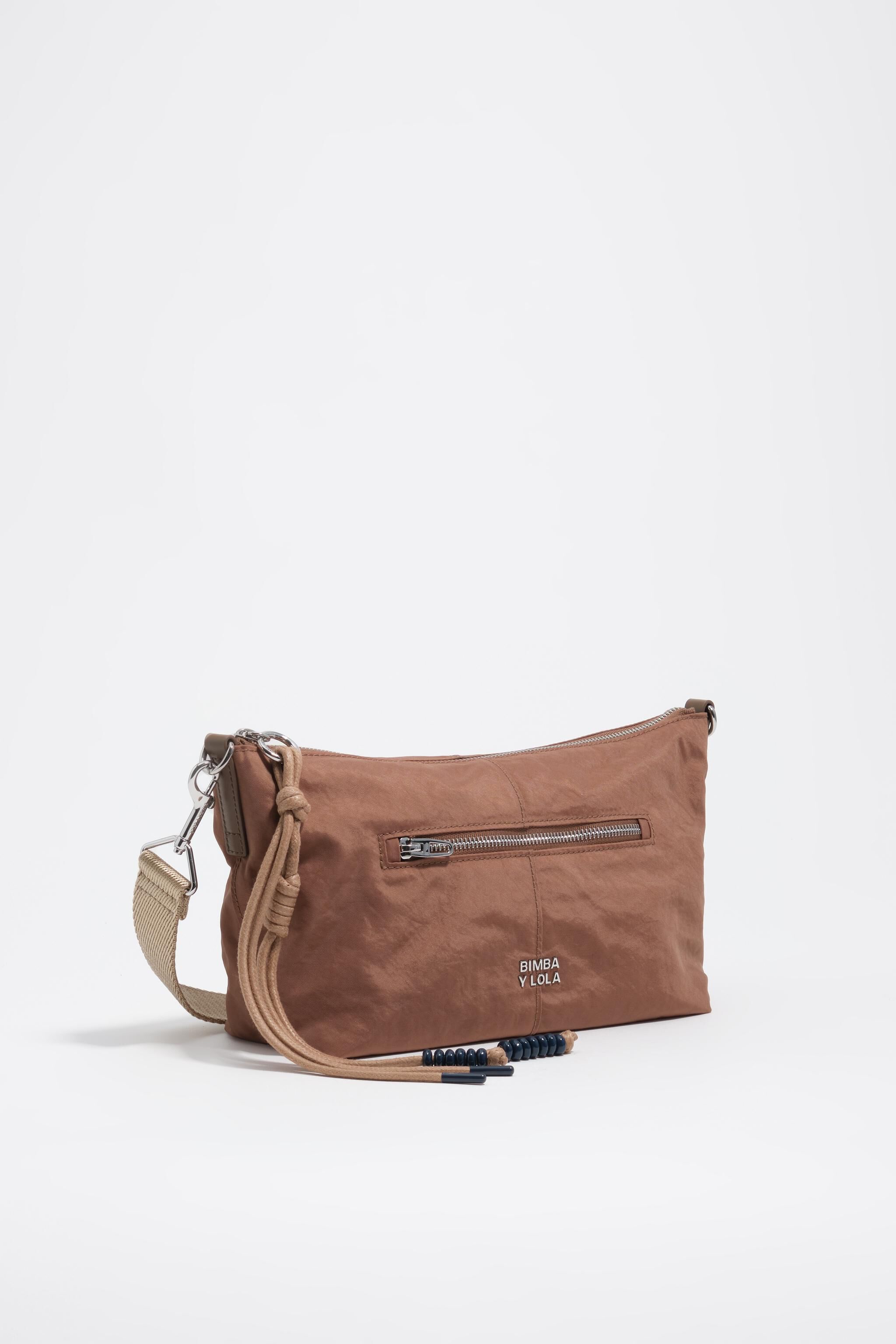 Tan Nylon kleine Trapezio-Tasche