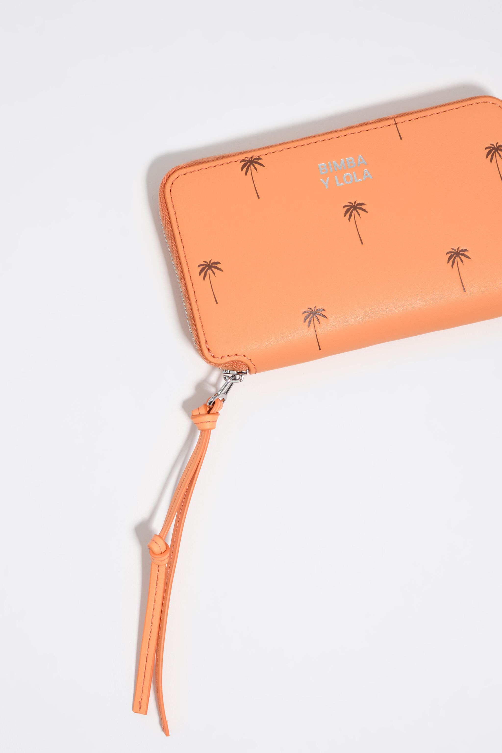 Medium orangefarbenes Sorbet-Leder-Handyportemonnaie in Horizontal-Optik von Palms