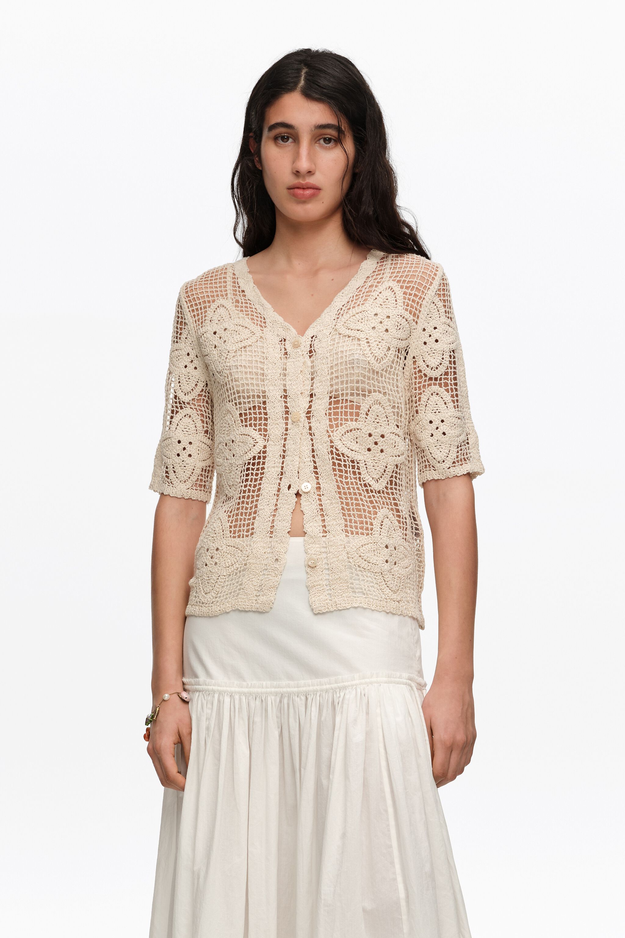 Strickjacke mit offenem Muster