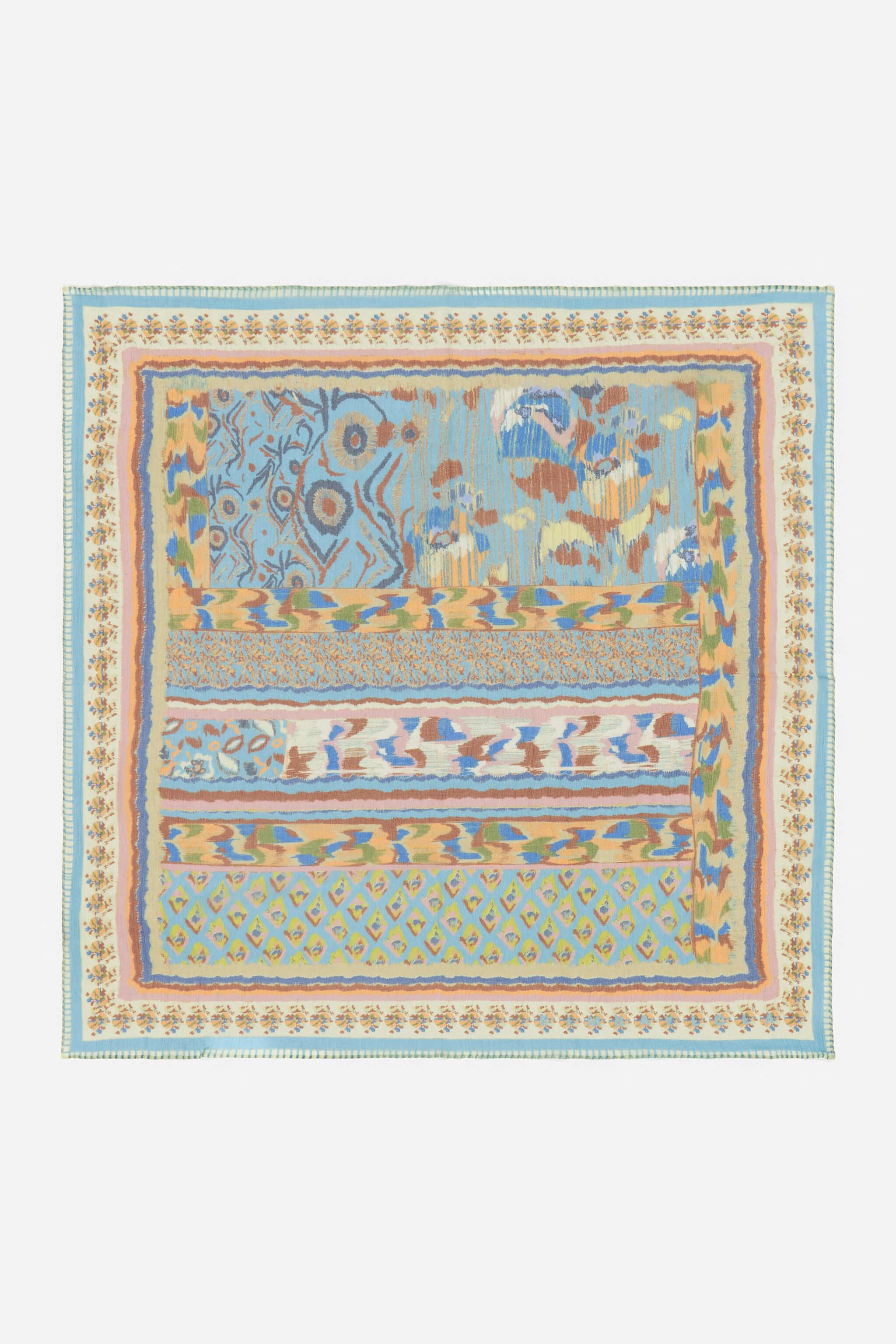 Blaues Ikat-Blumen-Streifen-Schal